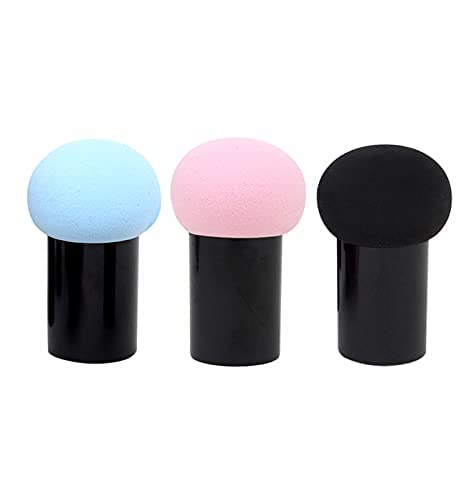 SUNISA Mushroom Head Beauty Blender - Soft Powder Puff for Makeup & Foundation - Pack of 3 Multicolor - Perfect for Daily Makeup & Travel