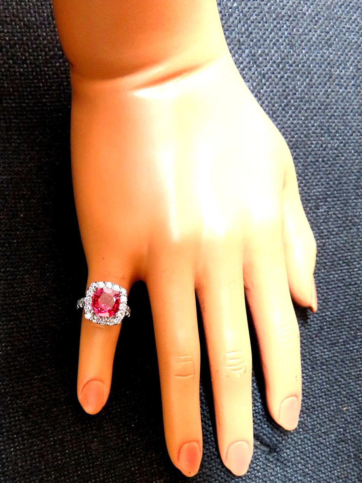 GIA Certified Natural No Heat Spinel 3.86ct Diamond Cluster Ring 14K White Gold - Elegant Engagement & Wedding Jewelry for Women