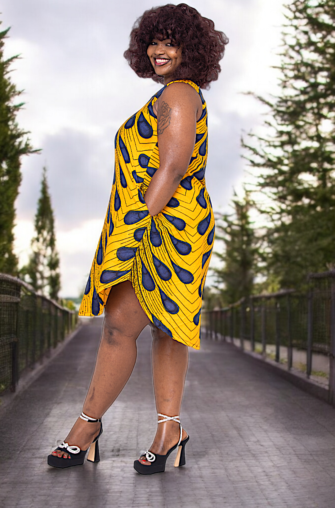 Stylish Blue and Orange Ajere Peacock African Print Dress DP3816D9 - Perfect for Parties, Weddings & Cultural Events | Women's Fashion