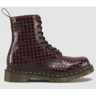 Pina Black & Cherry Hi Shine Houndstooth Printed Soft T-Boots - Stylish Women's Ankle Boots for Fall & Winter Fashion, Office Wear & Casual Outfits