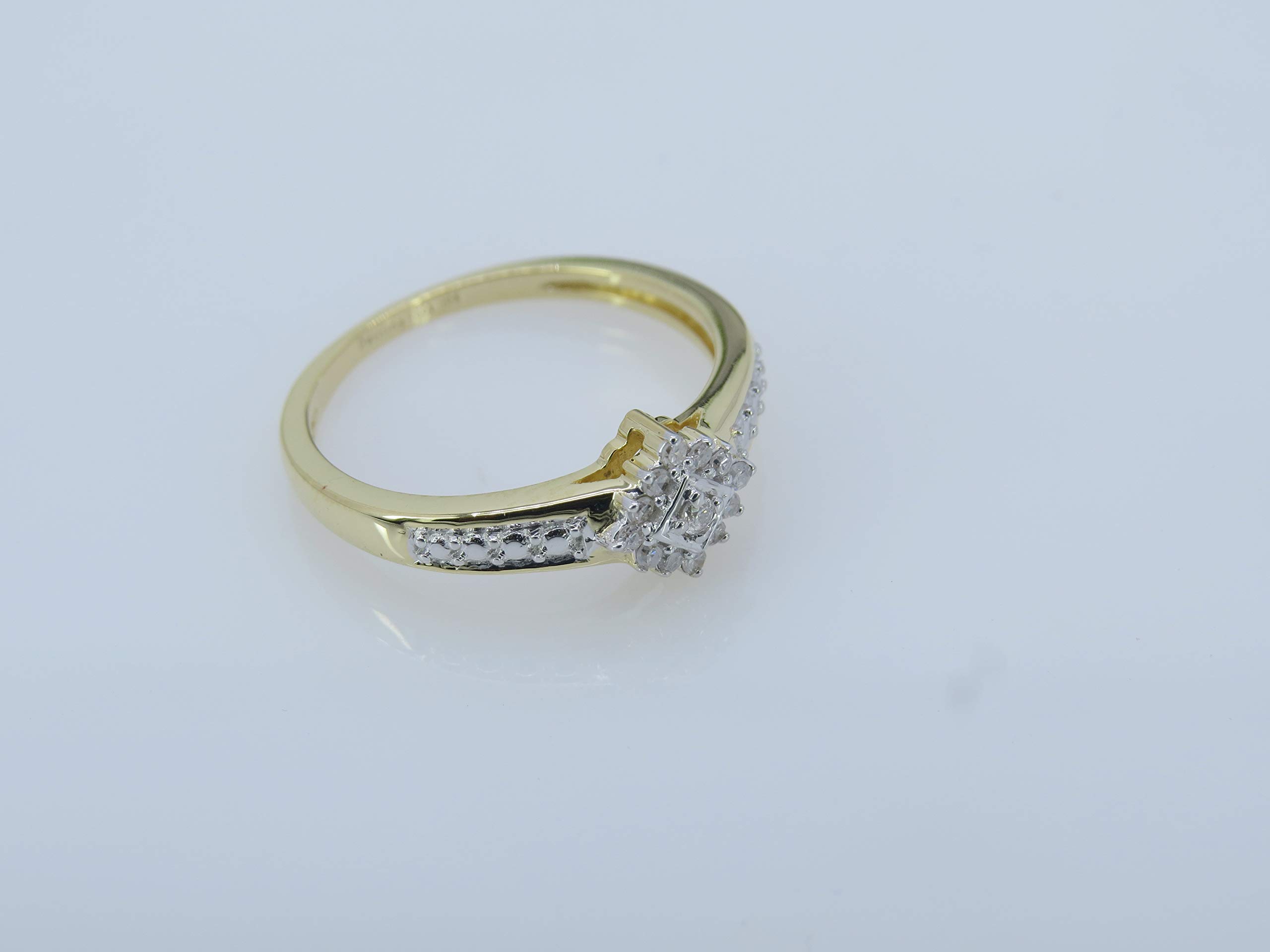 Dazzlingrock 10K Yellow Gold Round Diamond Cluster Ring for Women - 1/10 CTW | Elegant Wedding, Engagement, Anniversary Gift Jewelry