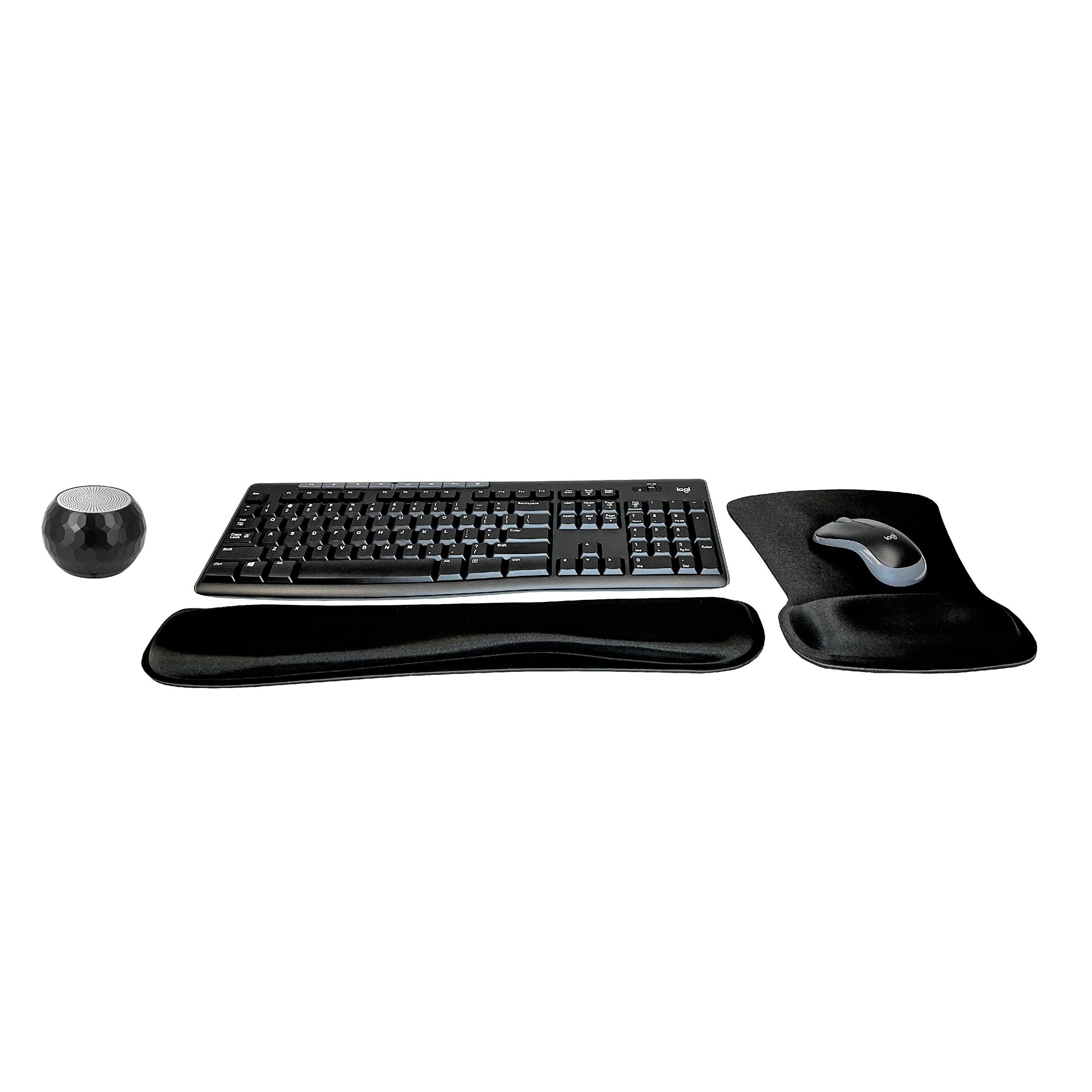 Logitech MK270 Wireless Keyboard and Mouse Combo - Ergonomic Wireless Keyboard with Mouse for Home Office, Gaming, and Travel | Includes Mini Bluetooth Speaker, Gel Wrist Rest & Mouse Pad for Comfortable Computing