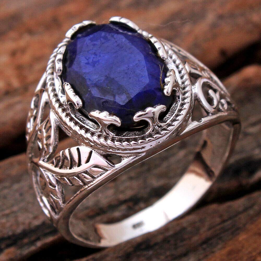 Blue Sapphire 925 Sterling Silver Ring for Women | Oval Gemstone Bridesmaid Ring | Prong Set Handmade Statement Jewelry | Perfect for Weddings, Parties & Special Occasions