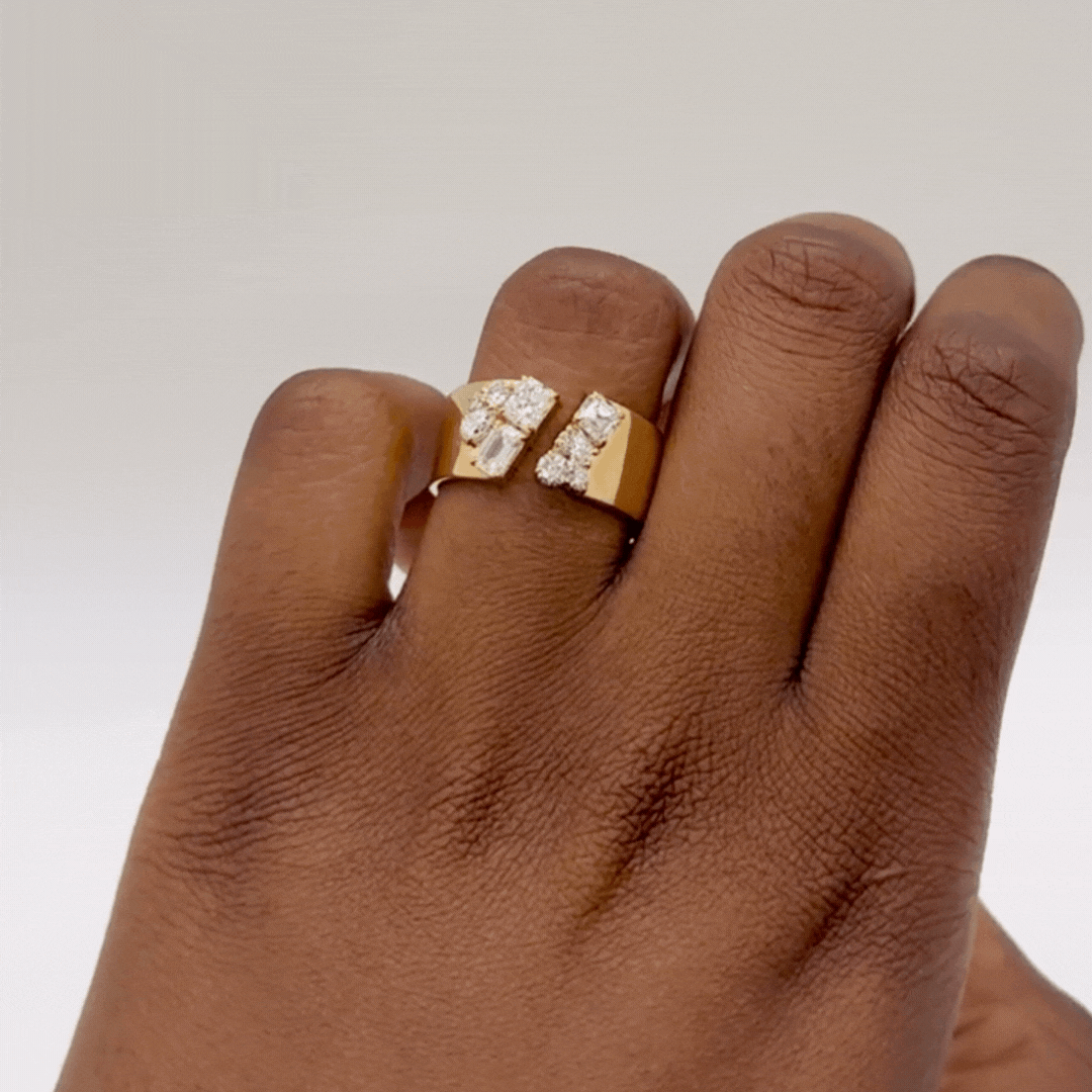 Cluster Gap Ring No. 2 - Minimalist Stackable Silver Ring for Women, Trendy Geometric Jewelry Gift for Her - Perfect for Everyday Wear, Layering & Special Occasions