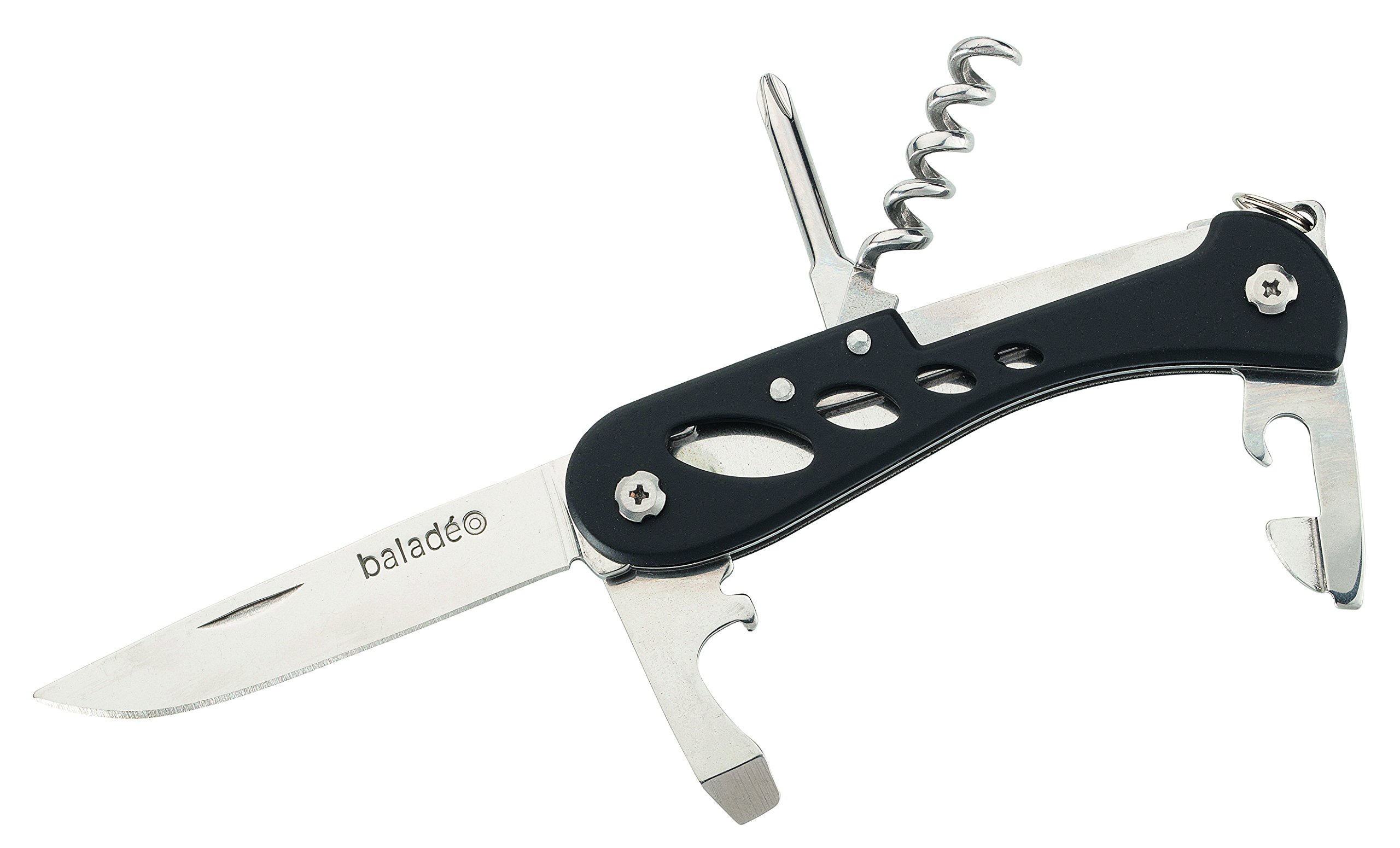 Barrow 7-in-1 Multitool - Compact Black Stainless Steel Pocket Knife with Screwdriver, Bottle Opener & More - Perfect for Camping, Hiking, EDC & Outdoor Adventures