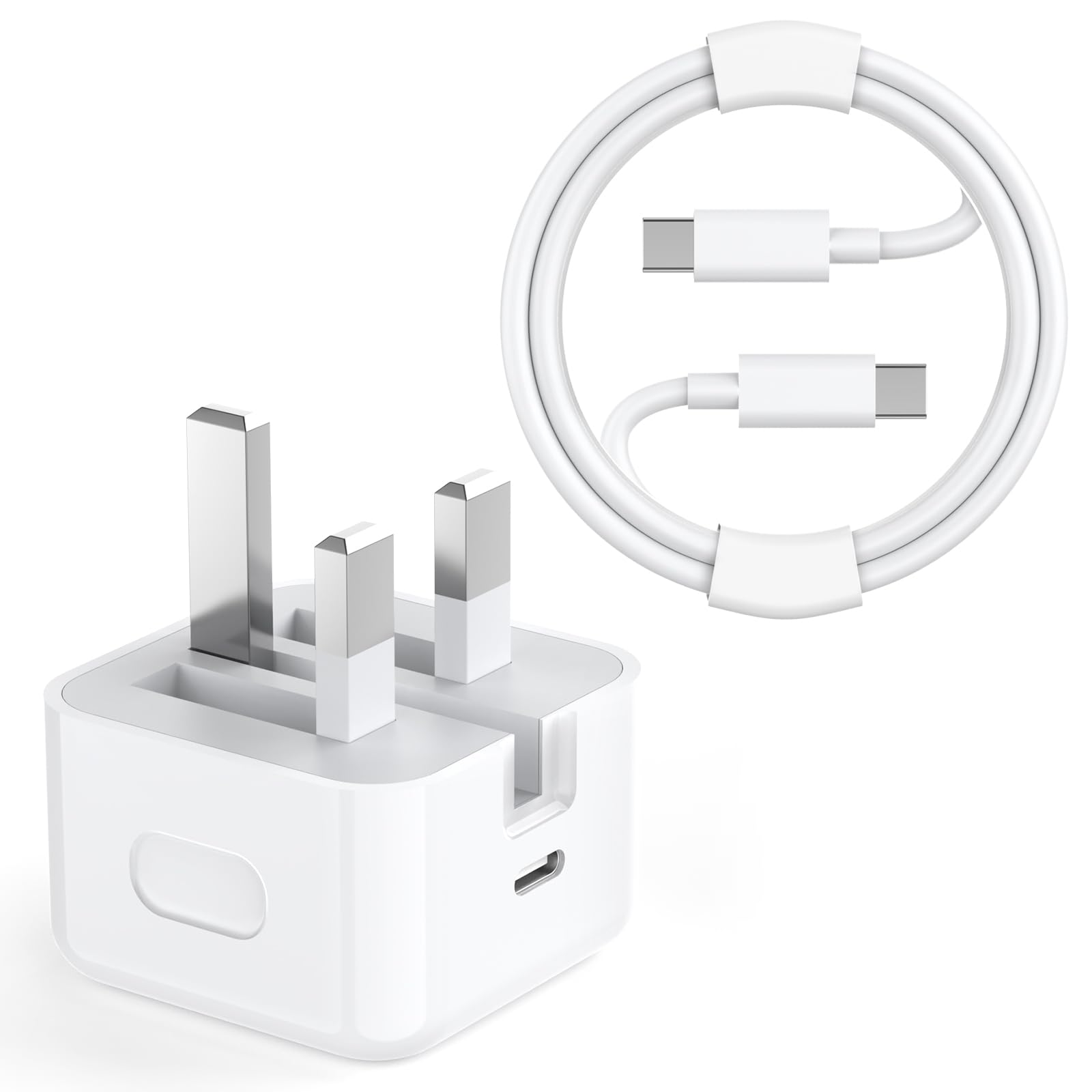 MFi Certified 20W PD USB C Fast Charger & 3M Extra Long USB C to C Cable - Compatible with iPhone 16/16 Plus/16 Pro/16 Pro Max/15/15 Plus/15 Pro/15 Pro Max - UK Power Adapter Plug - Perfect for Home, Office & Travel Charging