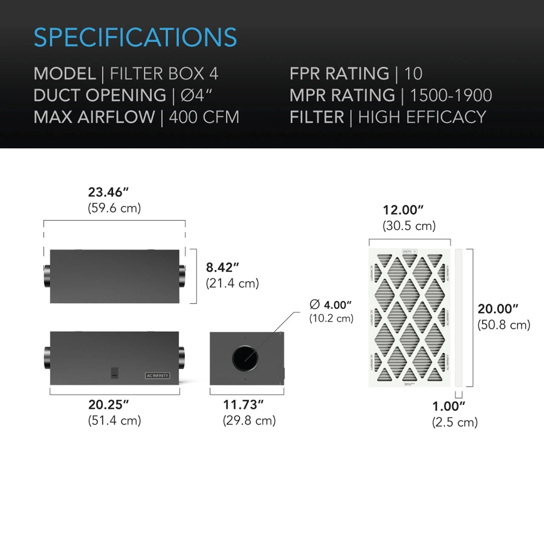 AC Infinity High-Performance Air Intake Filter - Compatible with Most Vehicles - Improves Engine Airflow & Efficiency - Ideal for Off-Road, Racing & Daily Driving