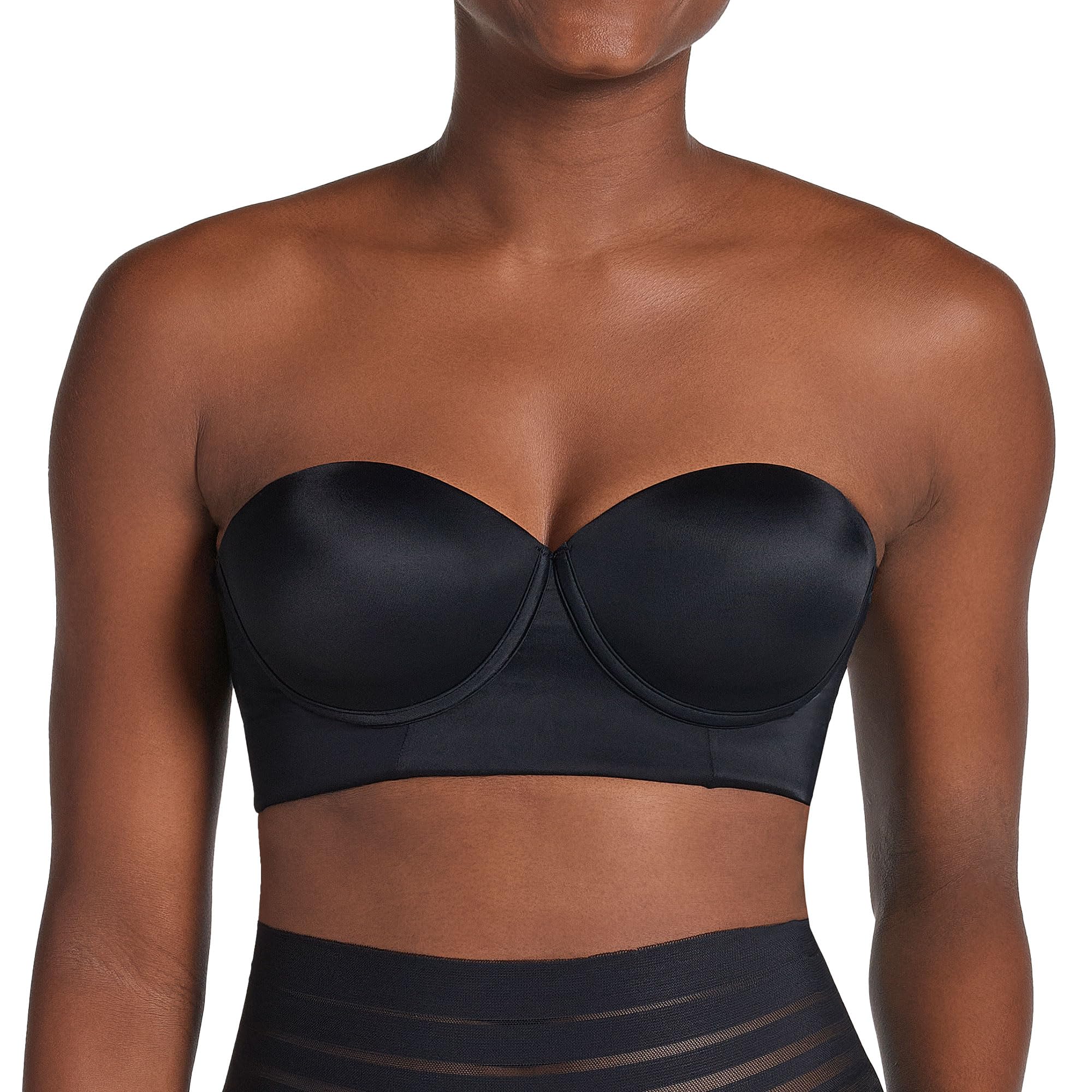 Leonisa Strapless Bras for Women - Underwire Longline Back Smoothing Bra, Full Coverage Support for Wedding, Evening Wear & Special Occasions