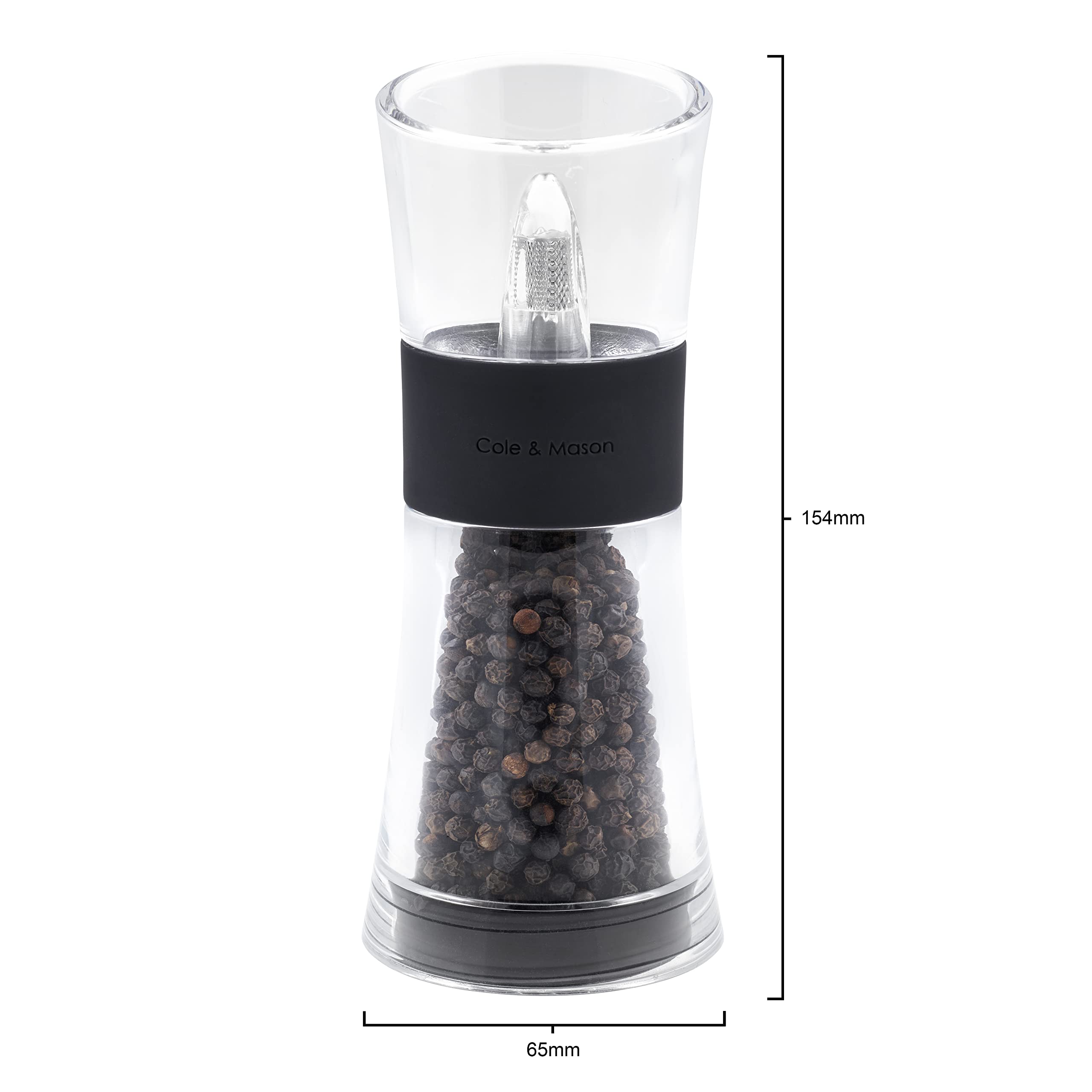 Cole & Mason H581580 Flip 180 Black Salt and Pepper Mill Set - Classic Inverta Acrylic Grinders (154mm) - Premium Kitchen Gift for Cooking & Dining