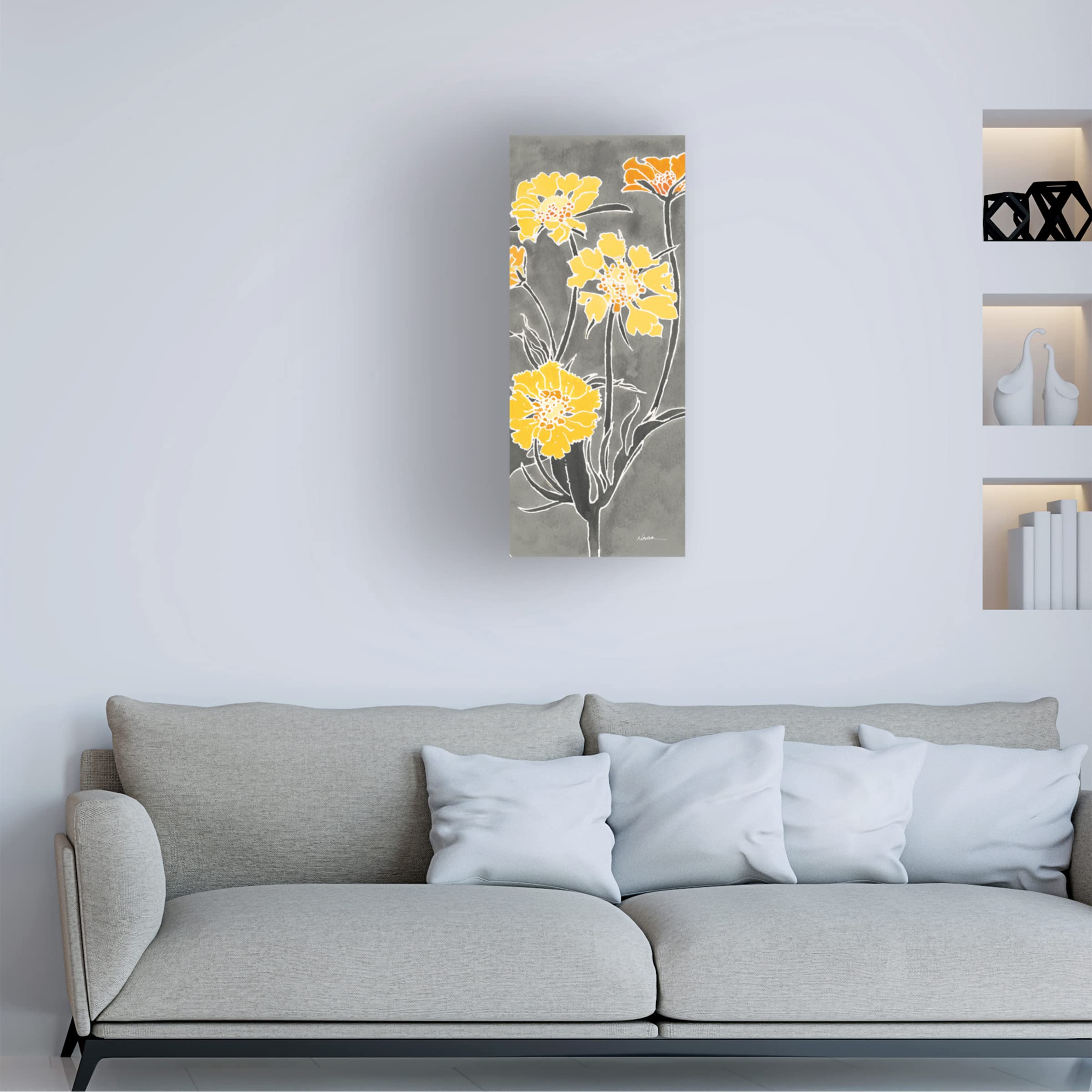 Shirley Novak 'Cloisonne Beauty II Gray' Canvas Wall Art Print - Handmade Home Decor for Living Room, Bedroom & Office
