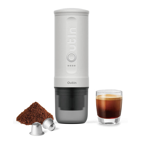 Outin Nano Portable Espresso Maker - Compact Travel Coffee Machine for Camping, Office & Home Use - Fast Brewing Handheld Espresso Maker with USB Charging