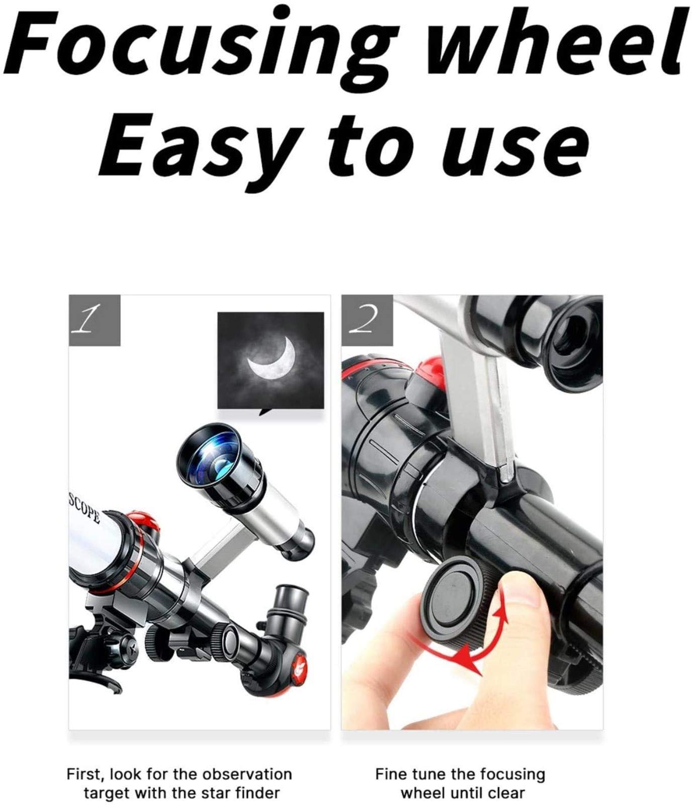 Professional Astronomical Telescope for Adults & Beginners - High-Quality Stargazing Telescope with Finder Scope for Moon & Star Observation - Perfect Astronomy Gift for Young Astronomers (White) - Ideal for Backyard Astronomy, Camping & Space Exploration Enthusiasts