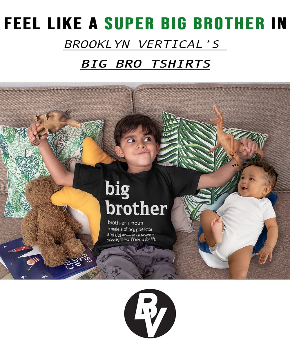 BROOKLYN VERTICAL 2-Pack Big Brother T-Shirts - Soft Cotton Big Bro Announcement Tees for Toddler to Adult Sizes | Perfect for Sibling Reveal, Pregnancy Announcement & Everyday Wear