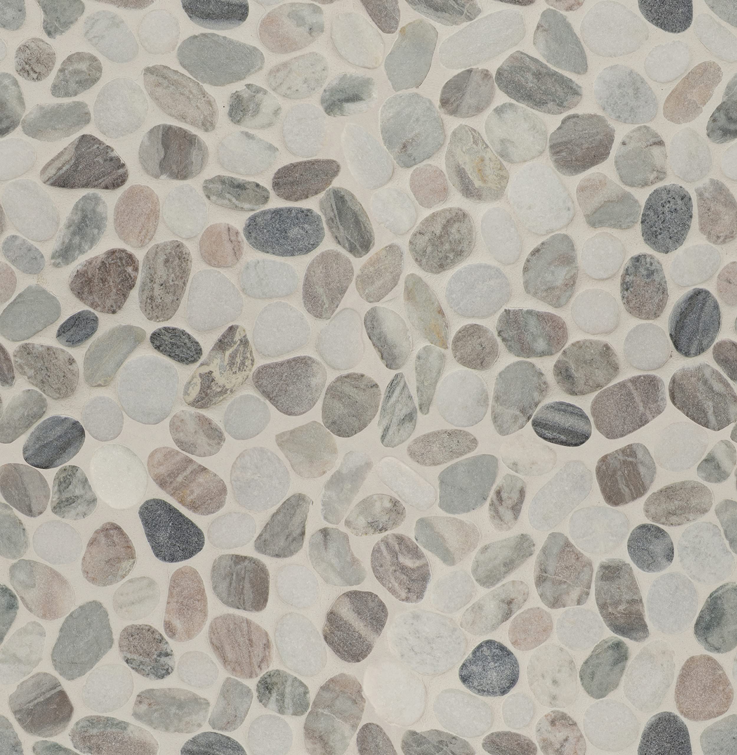MSI Puebla Greige Marble Pebble Tile - Natural Stone Mosaic for Kitchen Backsplash, Bathroom & Shower Walls - Mesh-Mounted Multicolor Decorative Tile (Perfect for Coastal, Farmhouse & Modern Interior Design)