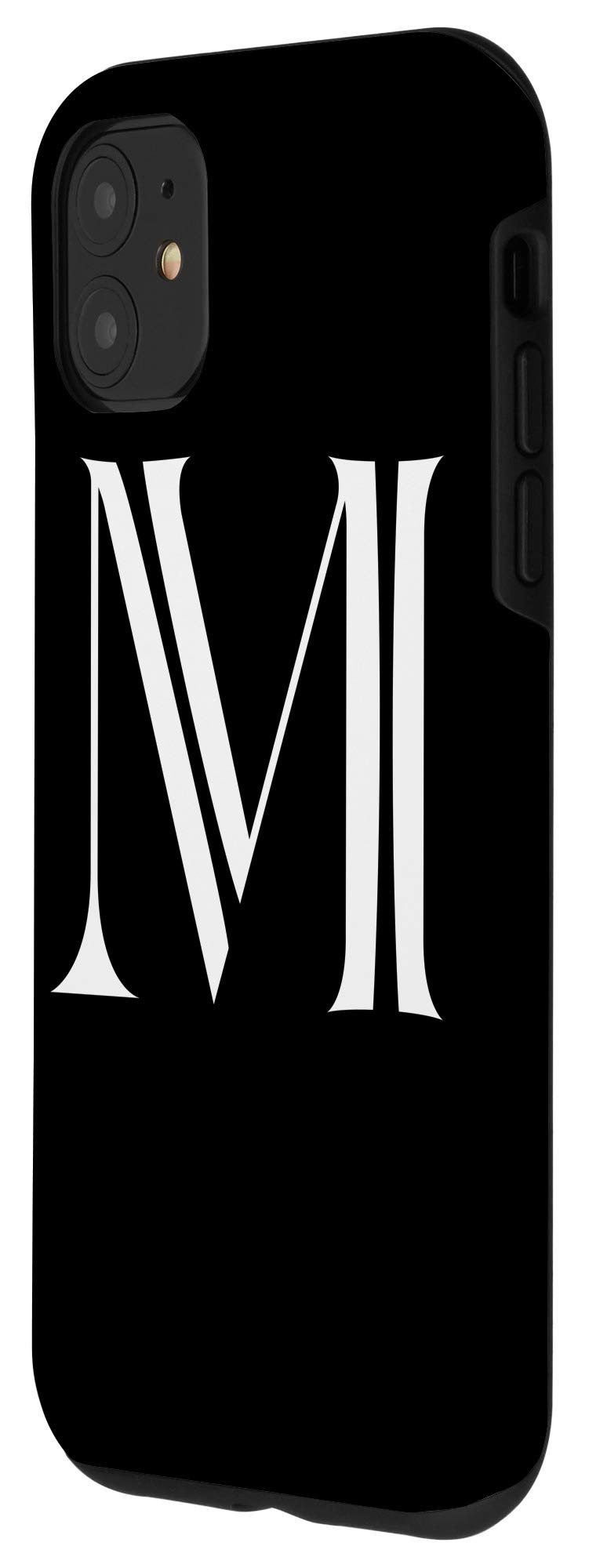iPhone 11 Phone Case - Black Varsity Style Monogram Letter M Protective Cover | Slim Fit Shockproof Case for Daily Use, Work & School