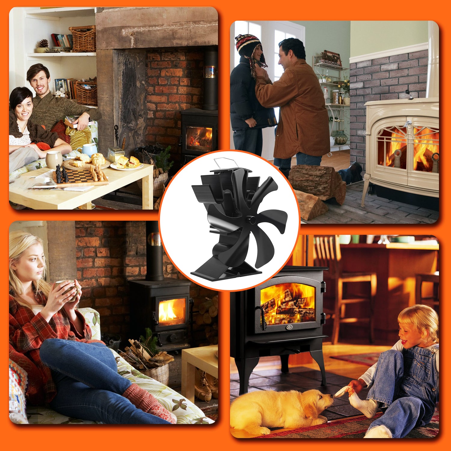 VODA Heat Powered Wood Stove Fan with Bracket - Eco-Friendly Silent Blower for Wood Stove, Pellet Stove, Fireplace & Buddy Heater - Perfect for Home Heating & Energy Efficiency