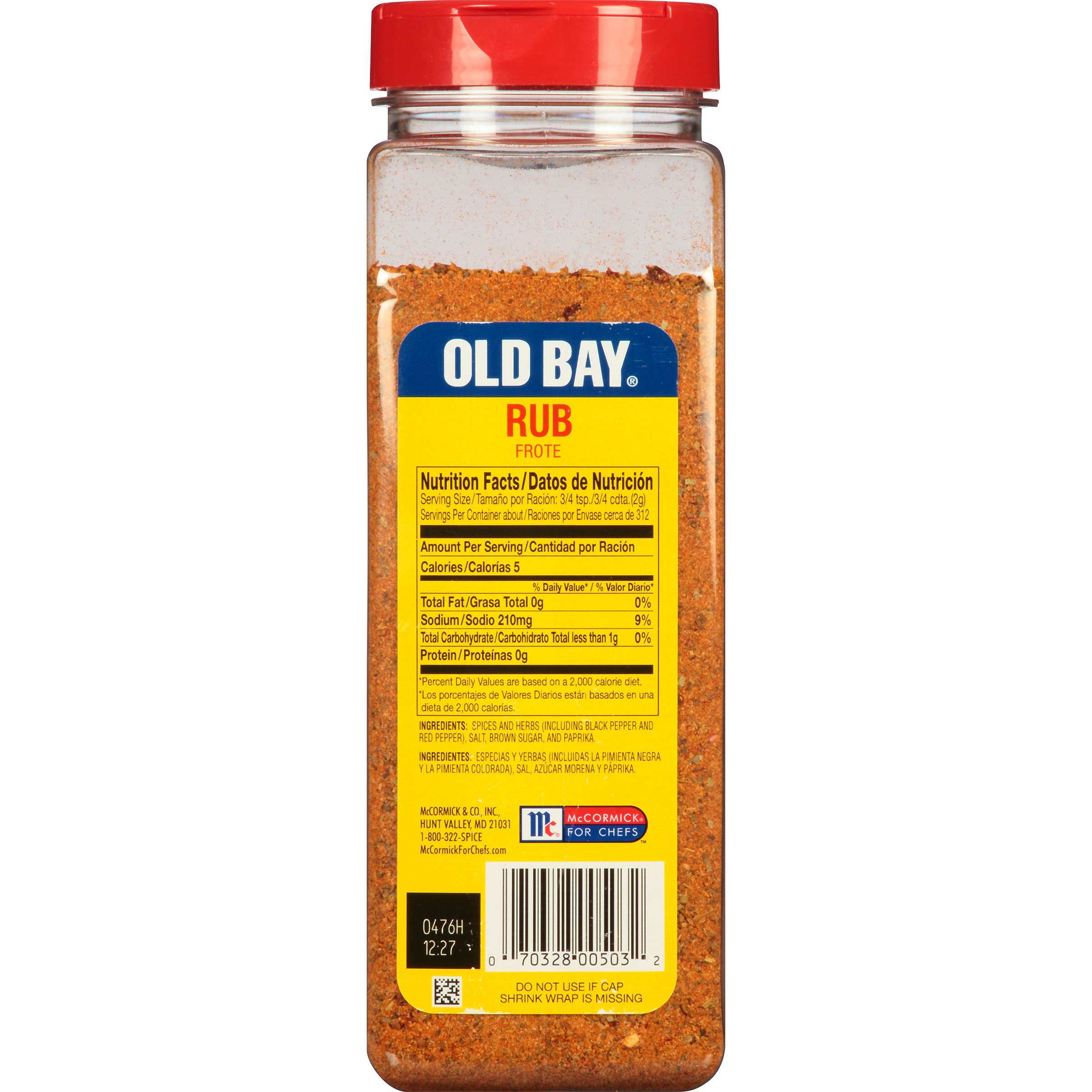 OLD BAY Seasoning Rub, 22 oz (Pack of 6) - Premium Meat & Seafood Spice Blend for Grilling, Roasting & BBQ - Perfect for Chicken, Fish, Shrimp & Vegetables - Great for Outdoor Cooking & Family Gatherings