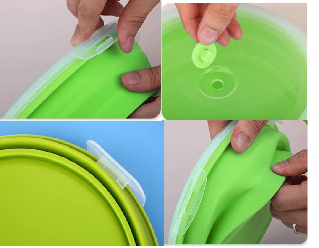 3-Pack Collapsible Silicone Food Storage Containers with Lids - 17oz (500ml) Microwave, Freezer & Dishwasher Safe - Space-Saving Foldable Lunch Bowls for Meal Prep, Office Lunch & Camping