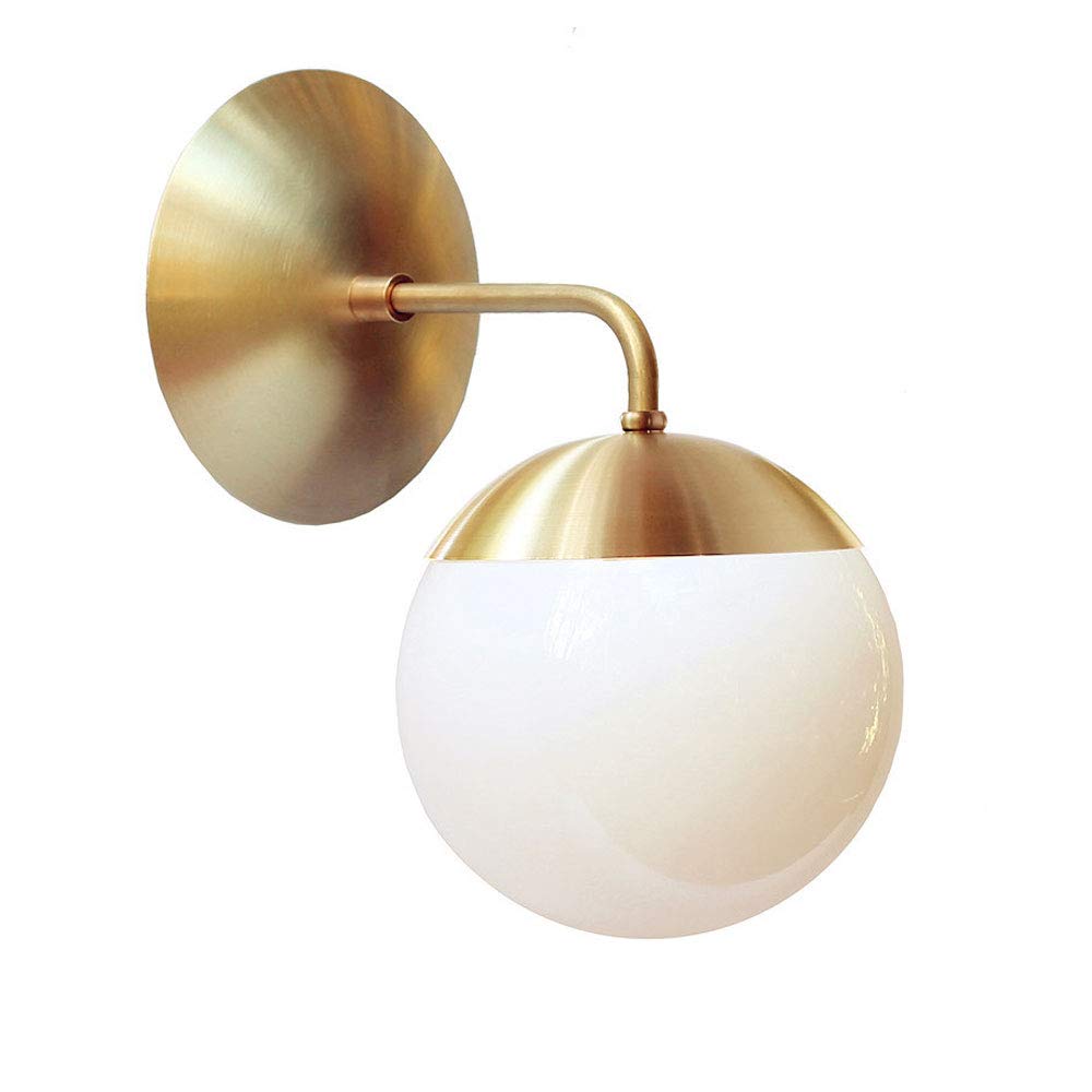 KUXY Golden LED Wall Light - Modern Glass Ball Sconce for Bathroom, Bedroom & Staircase - E27 Wall-Mounted Fixture with High Brightness - Perfect for Home Decor & Ambient Lighting