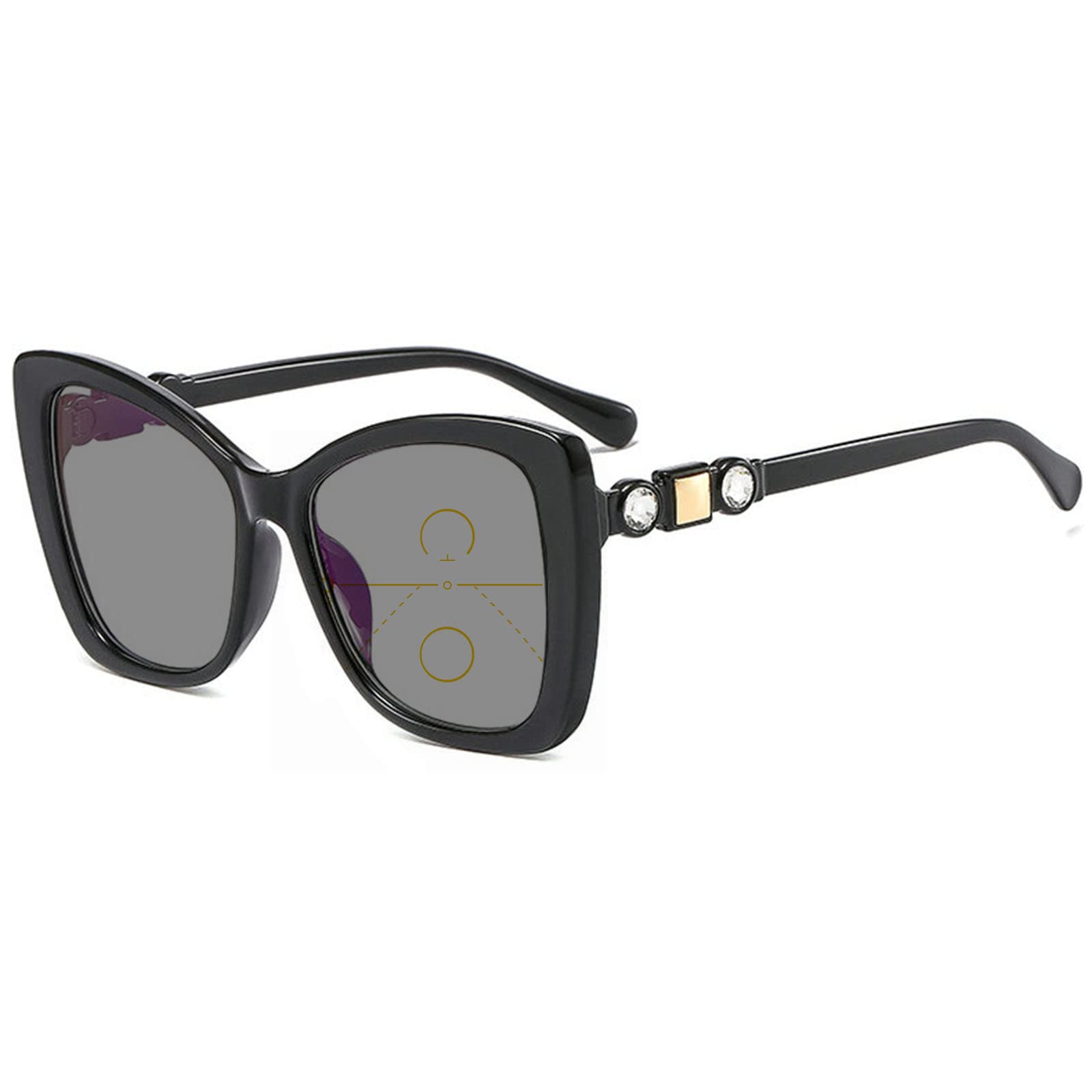 Progressive Multifocal Reading Glasses for Women with Rhinestones - Computer, Reading & Presbyopia Relief - Stylish & Functional Eyewear for Work, Office & Daily Use