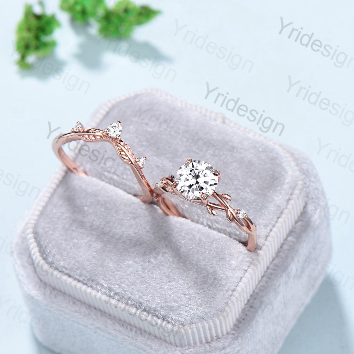 IGI Certified Lab Grown Diamond Engagement Ring Set - Nature Inspired Branch & Leaf Design Wedding Band for Women | Unique Bridal Jewelry for Proposals, Anniversaries & Special Occasions