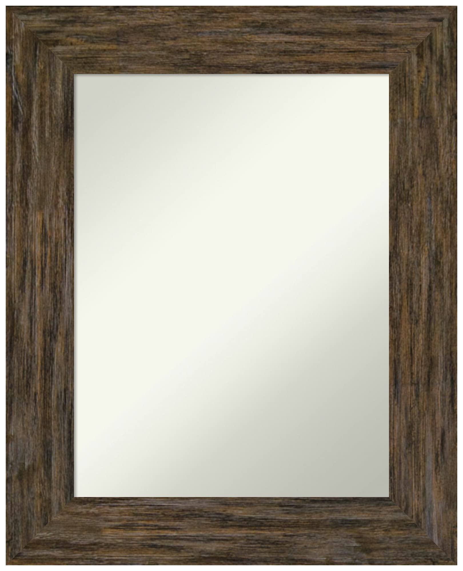 Amanti Art 31x25 Inch Brown Rectangle Wall Mirror with Rustic Wood Frame - Horizontal & Vertical Hanging for Bathroom, Living Room, Bedroom Decor | Country Style Home & Office Wall Decor