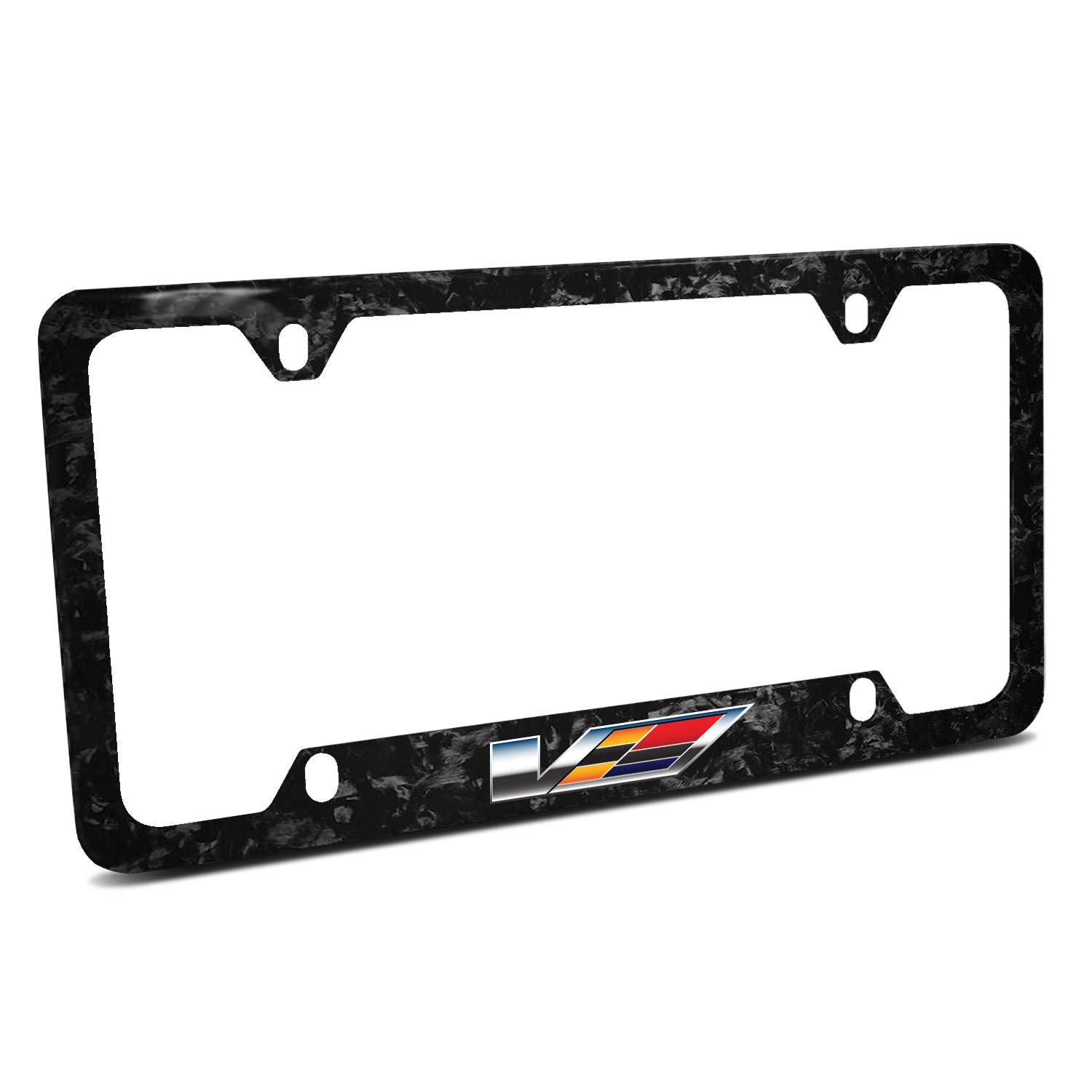 Cadillac V Logo Real Black Forged Carbon Fiber License Plate Frame - Durable & Stylish for All 50 States - Perfect for CTS, ATS, Escalade & More
