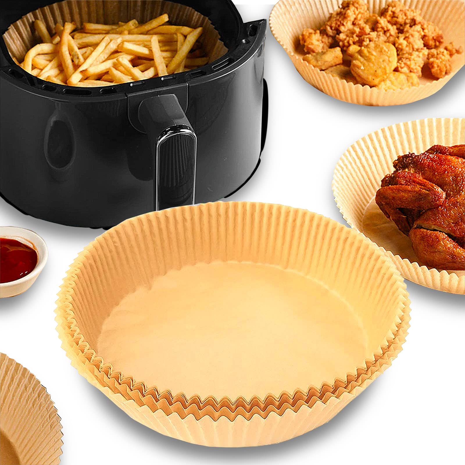 100 Pcs Extra Large Air Fryer Disposable Liners for Instant Pot - Non-Stick Parchment Paper Sheets, Basket & Pot Liners - Perfect for Quick Cooking & Easy Cleanup | Ideal for Air Fryer, Roasting & Baking