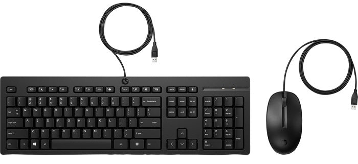 HP 225 USB Keyboard and Mouse Combo Set - Wired Ergonomic Keyboard with Quiet Mouse for Office, Home, and Gaming Use