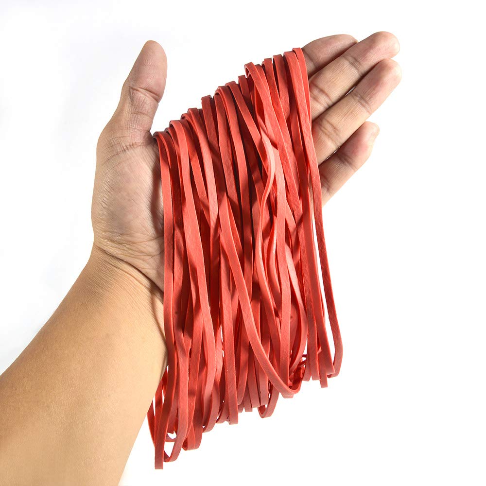 Coopay 120-Piece Large Rubber Bands Bulk - 8 Inch Heavy Duty Elastic Bands for Office, School & Home Use - Secure Trash Cans, File Folders & Organize Documents (Red) - Perfect for Office Supplies, DIY Projects & Household Organization