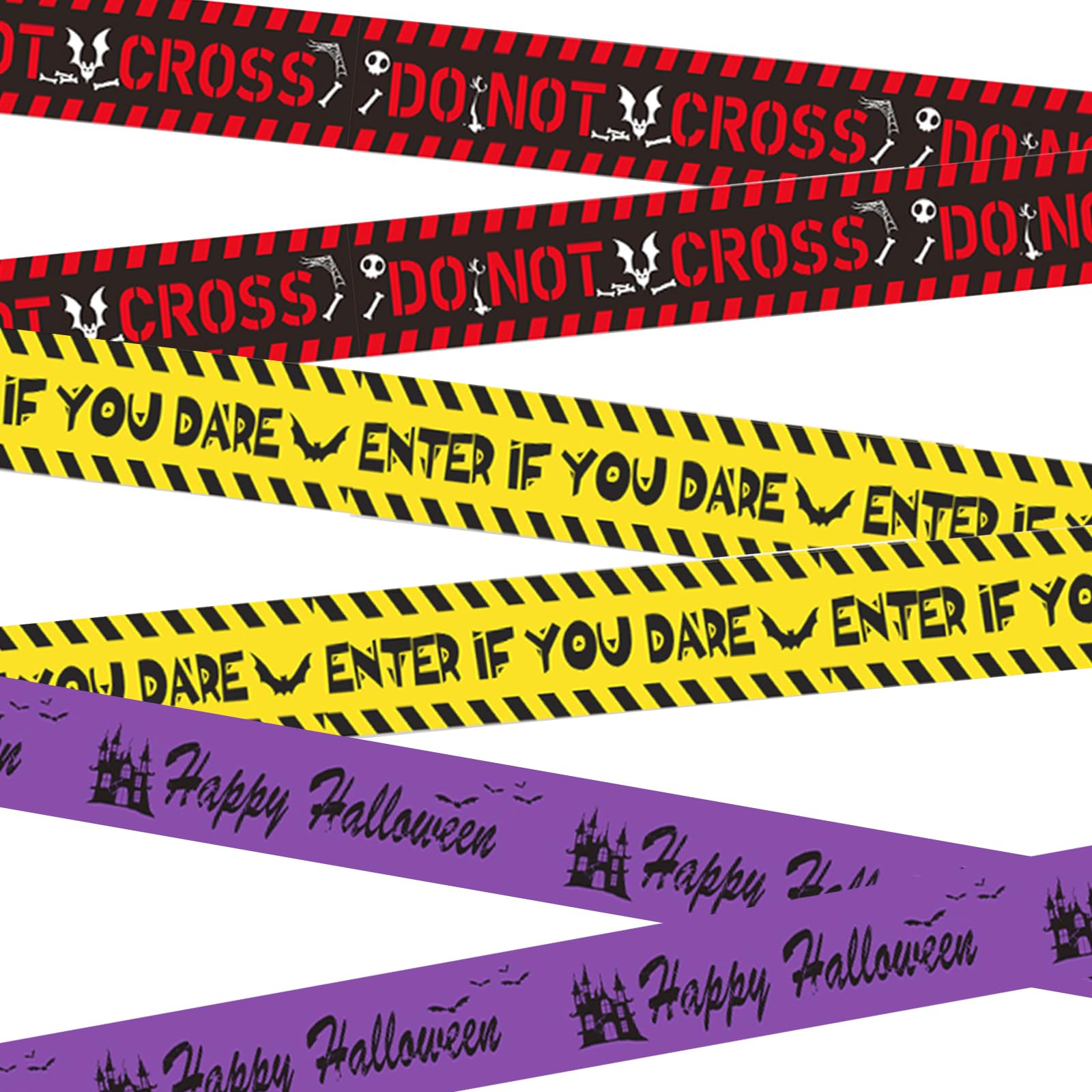 3Pcs Halloween Caution Tape Decorations - Scary Fright Warning Hazard Tape for Haunted Houses, Outdoor Party & Yard Decor - Perfect for Halloween Party, Spooky Home Decor & Trick-or-Treat Scenes