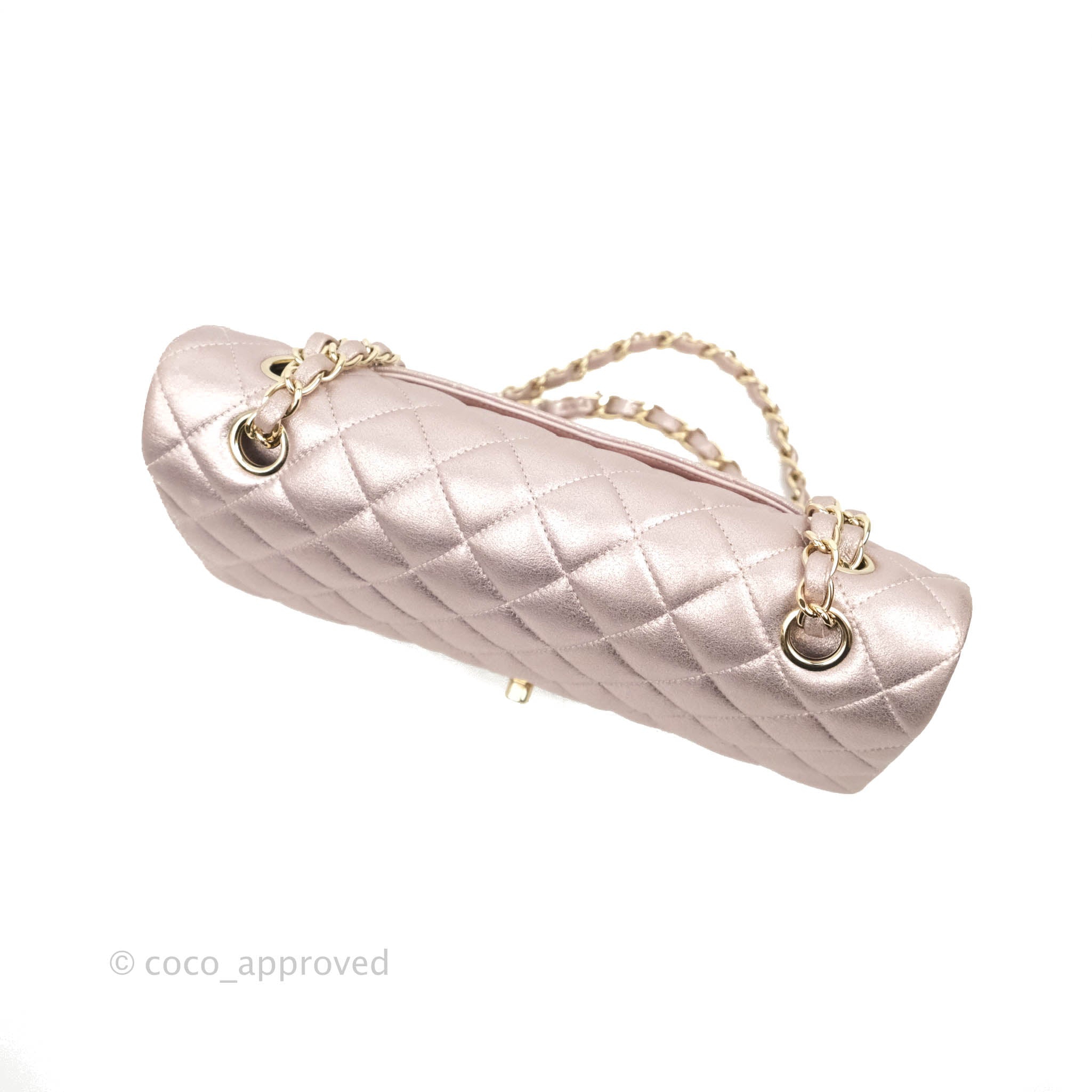 Chanel Classic M/L Medium Double Flap Bag in Rose Gold Pink Lambskin with Gold Hardware - Luxury Handbag for Women, Perfect for Parties, Weddings & Special Occasions