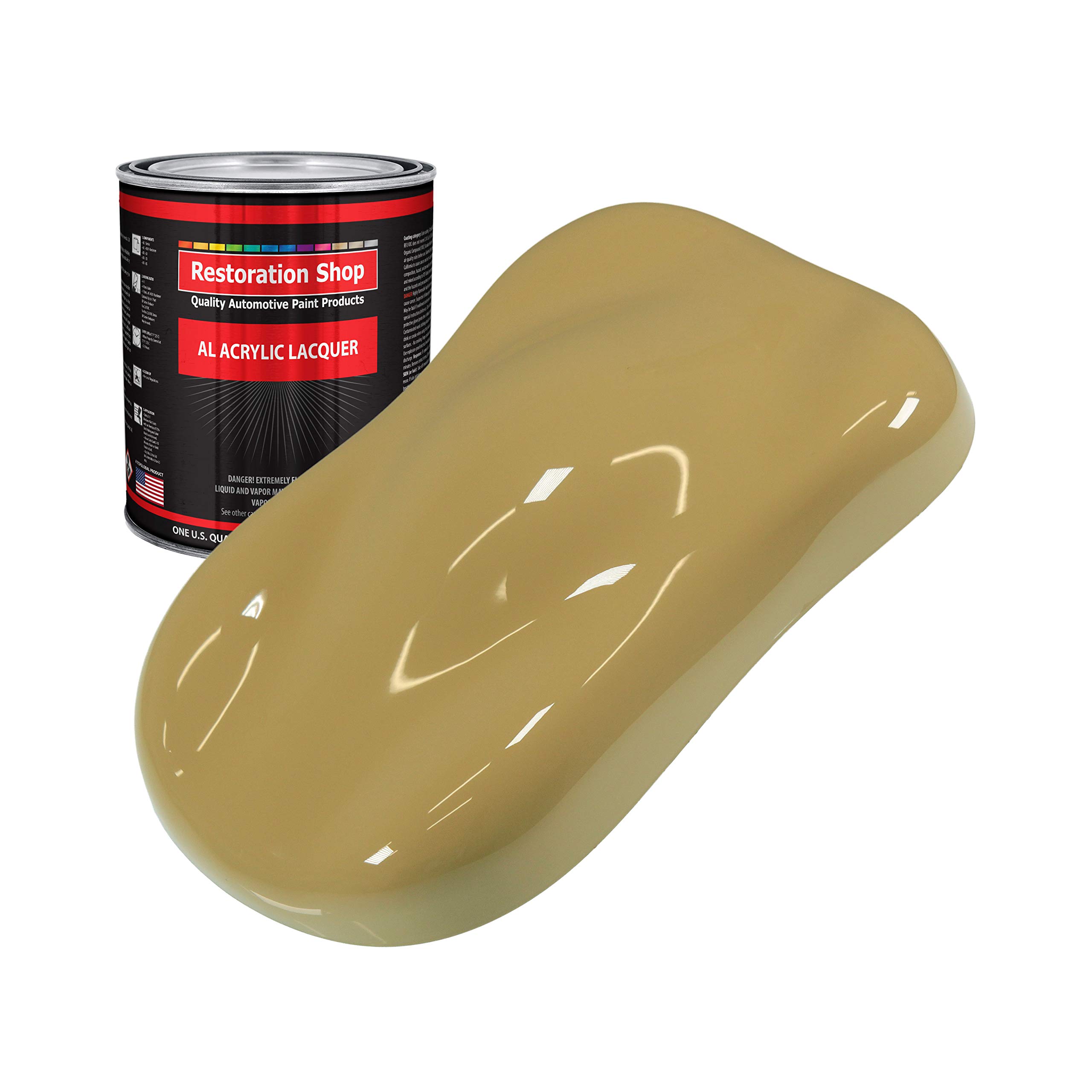Restoration Shop - Buckskin Tan Acrylic Lacquer Auto Paint (1 Quart) - Professional Gloss Finish for Cars, Trucks, Guitars & Furniture - Perfect for Automotive Restoration & DIY Refinishing Projects