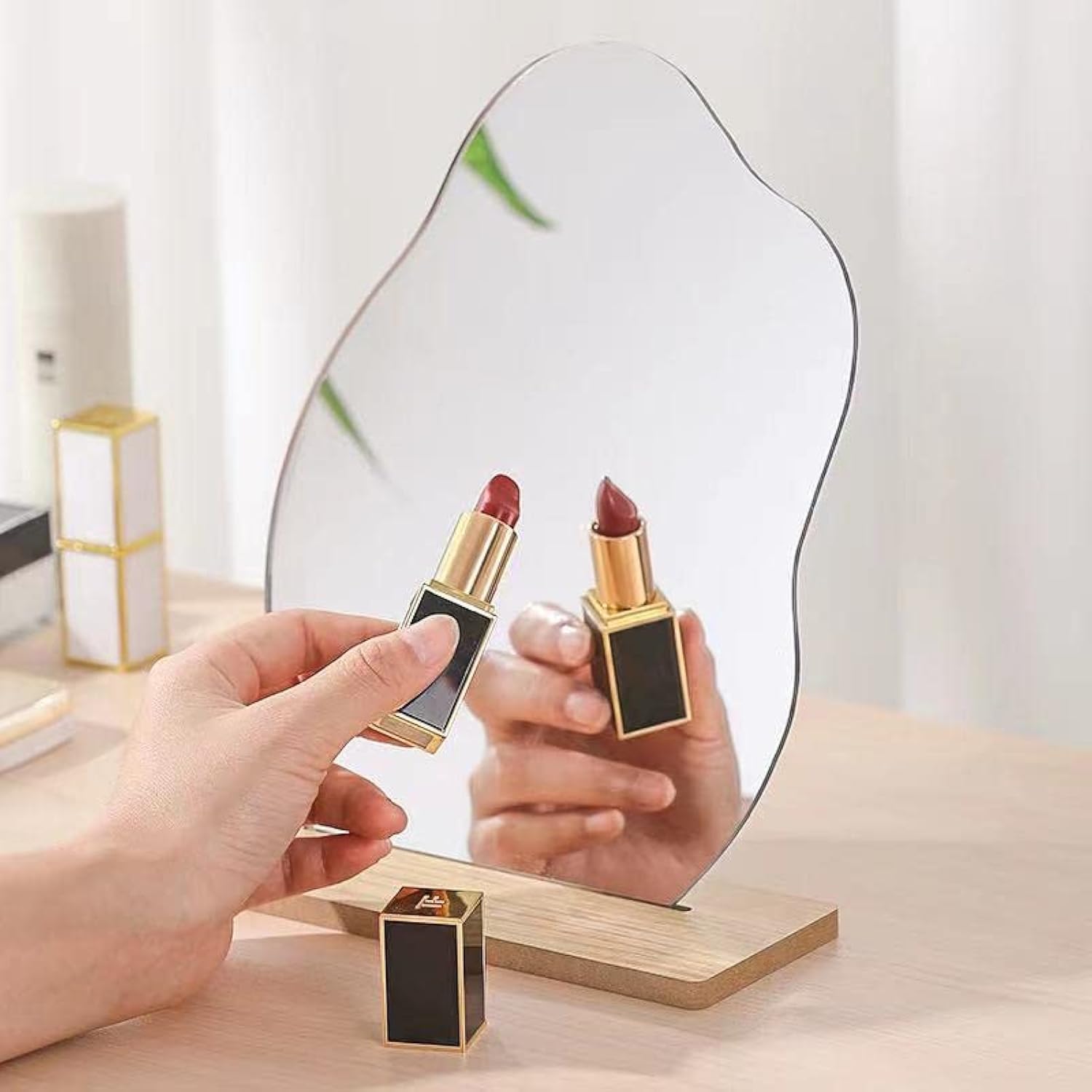 Acrylic Makeup Mirror with Stand - Cute Cloud Design Aesthetic Desk Decor for Women & Girls | Perfect for Vanity, Bedroom, and Gift Giving