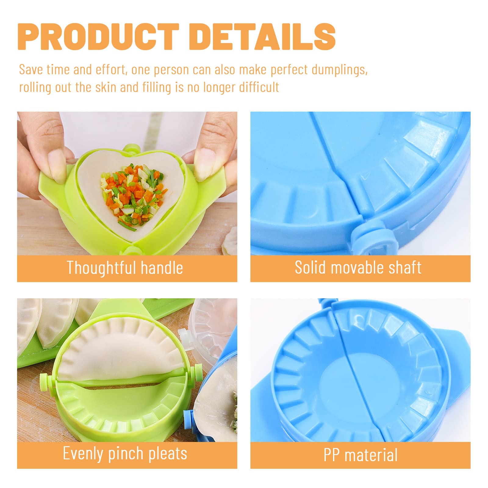 6Pcs Multifunctional Dumpling Maker Set - Manual Empanada Press, Washable Pastry Pie Dough Press, Dumpling Wrapper Mold, Pierogi & Ravioli Maker (Blue, Green, Transparent) - Perfect for Homemade Dumplings, Empanadas, Pastries & More