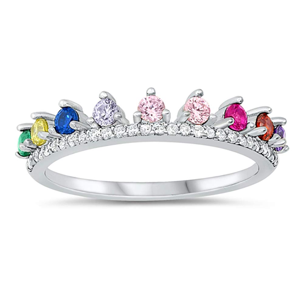 Royal Crown Ring Sterling Silver with Cubic Zirconia for Women's Fashion Jewelry