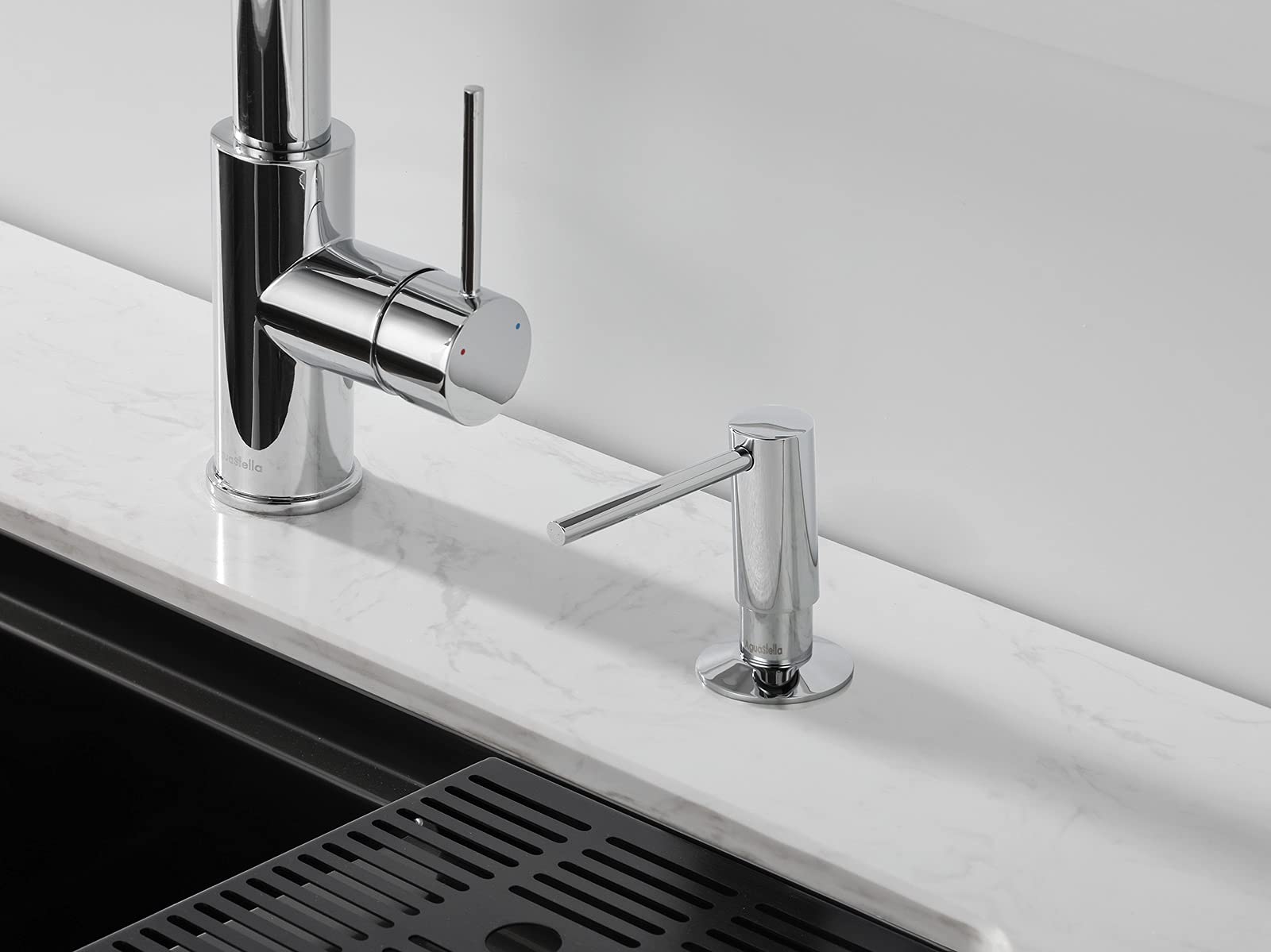 AS59CH Chrome Pull Down Bar Faucet & ASF026CH Chrome Built-in Soap Dispenser Set - Premium Kitchen Sink Combo for Modern Homes