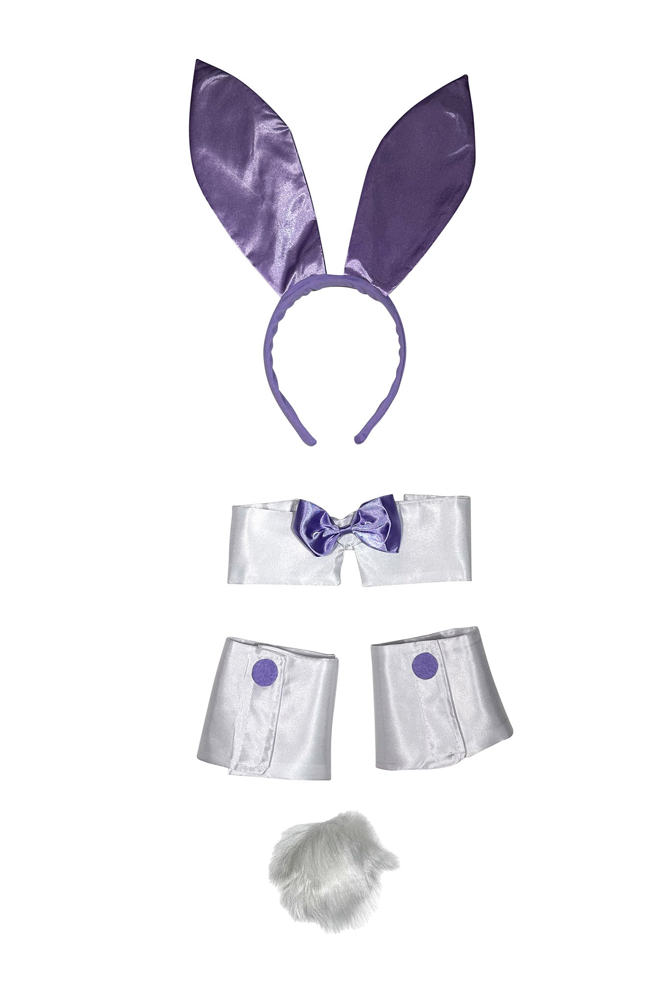 5 Piece Bunny Accessory Kit - Purple Easter Bunny Ears, Tail & Bow Tie Set for Women & Girls - Perfect for Easter Costumes, Themed Parties & Photo Props