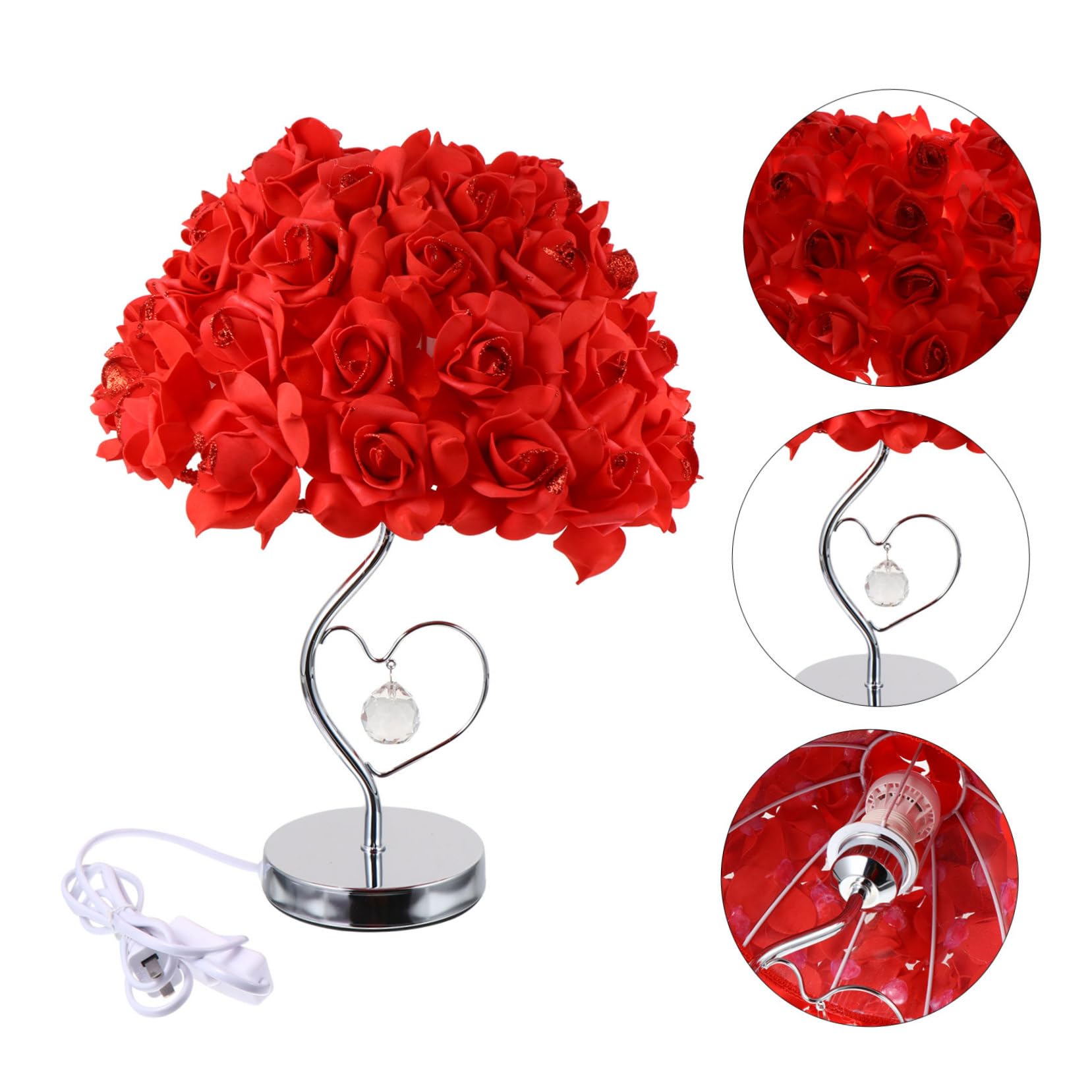 Romantic LED Rose Flower Lamp - Artificial Rose Bouquet Desk Light, Bedside Night Light for Home Decor, Wedding, Anniversary & Valentine's Day Gift | Perfect for Bedroom, Living Room & Romantic Dinner Setting