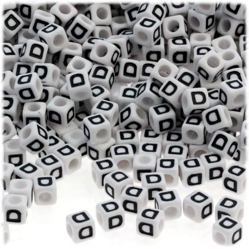 White with Black Text Letter D