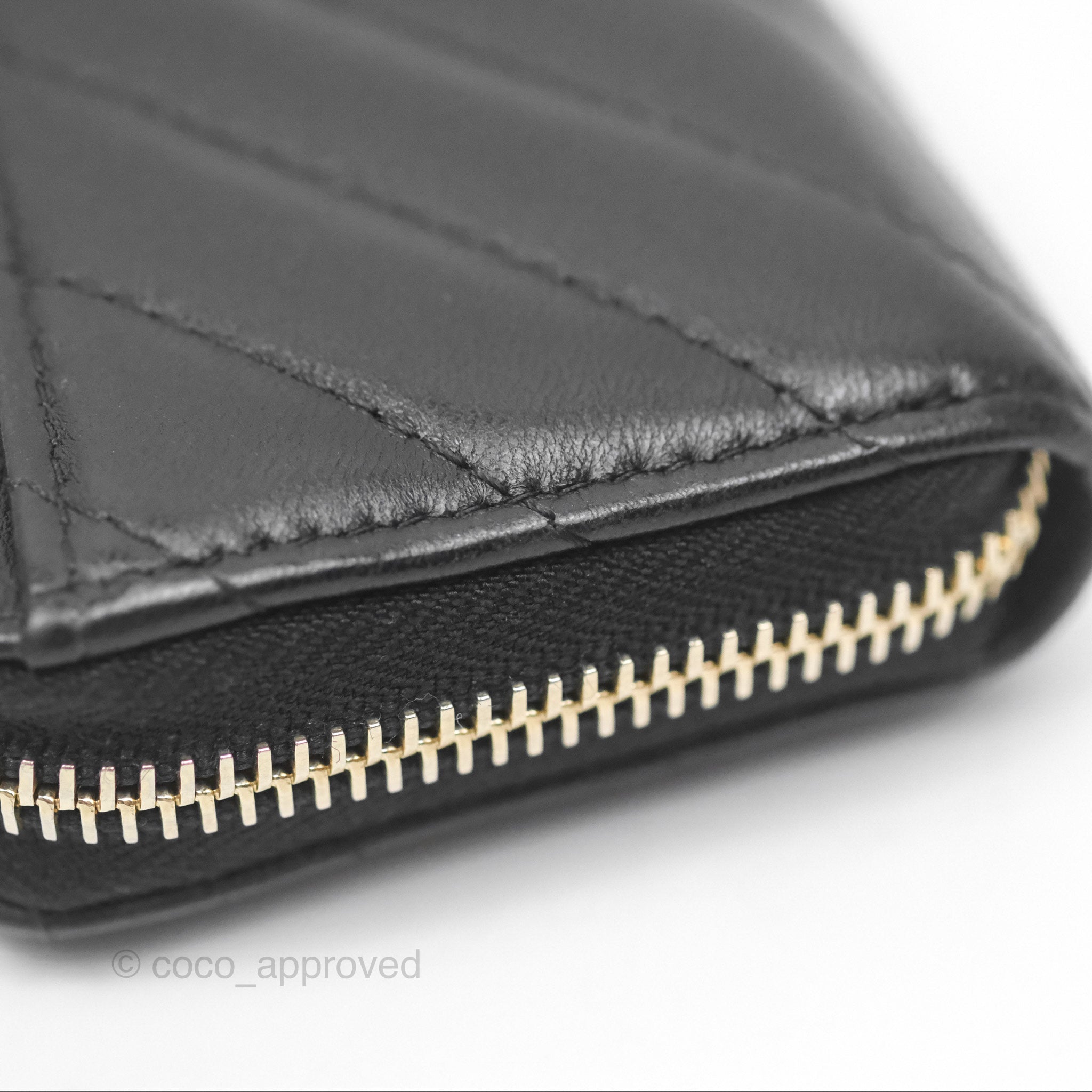 Chanel Chevron Zipped Coin Purse - Black Lambskin with Gold Hardware | Luxury Small Wallet for Women | Perfect for Parties, Travel & Everyday Use