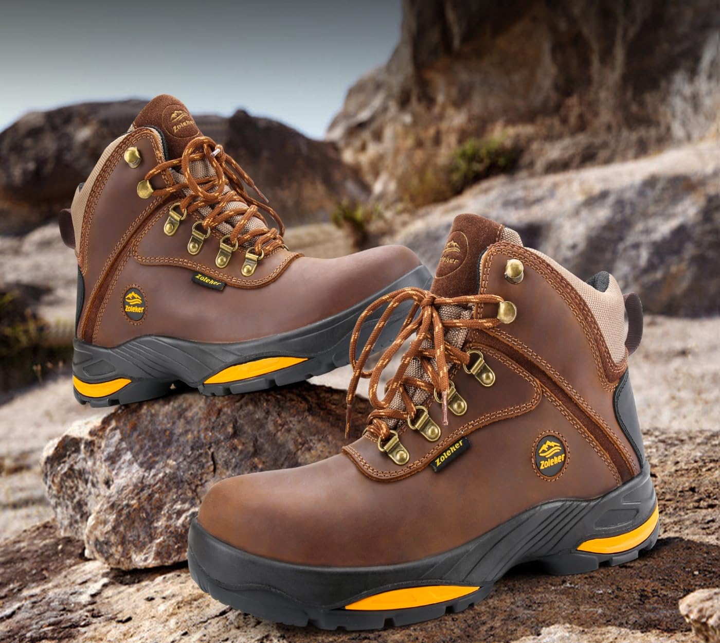 Men's Waterproof Winter Hiking Boots - Brown Trekking Shoes for Outdoor Adventures | All-Terrain Traction & Warmth for Snowy Trails, Mountain Climbing & Camping
