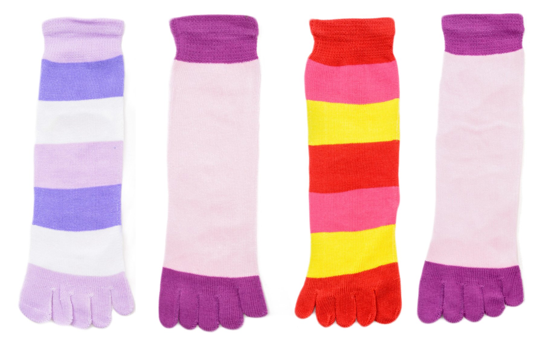 Breathable Toe Socks for Women & Men - 4 Pairs Non-Slip Rubberized Grip Socks Size 9-11 (US) - Soft Comfortable Yoga, Pilates, Running & Home Wear Socks