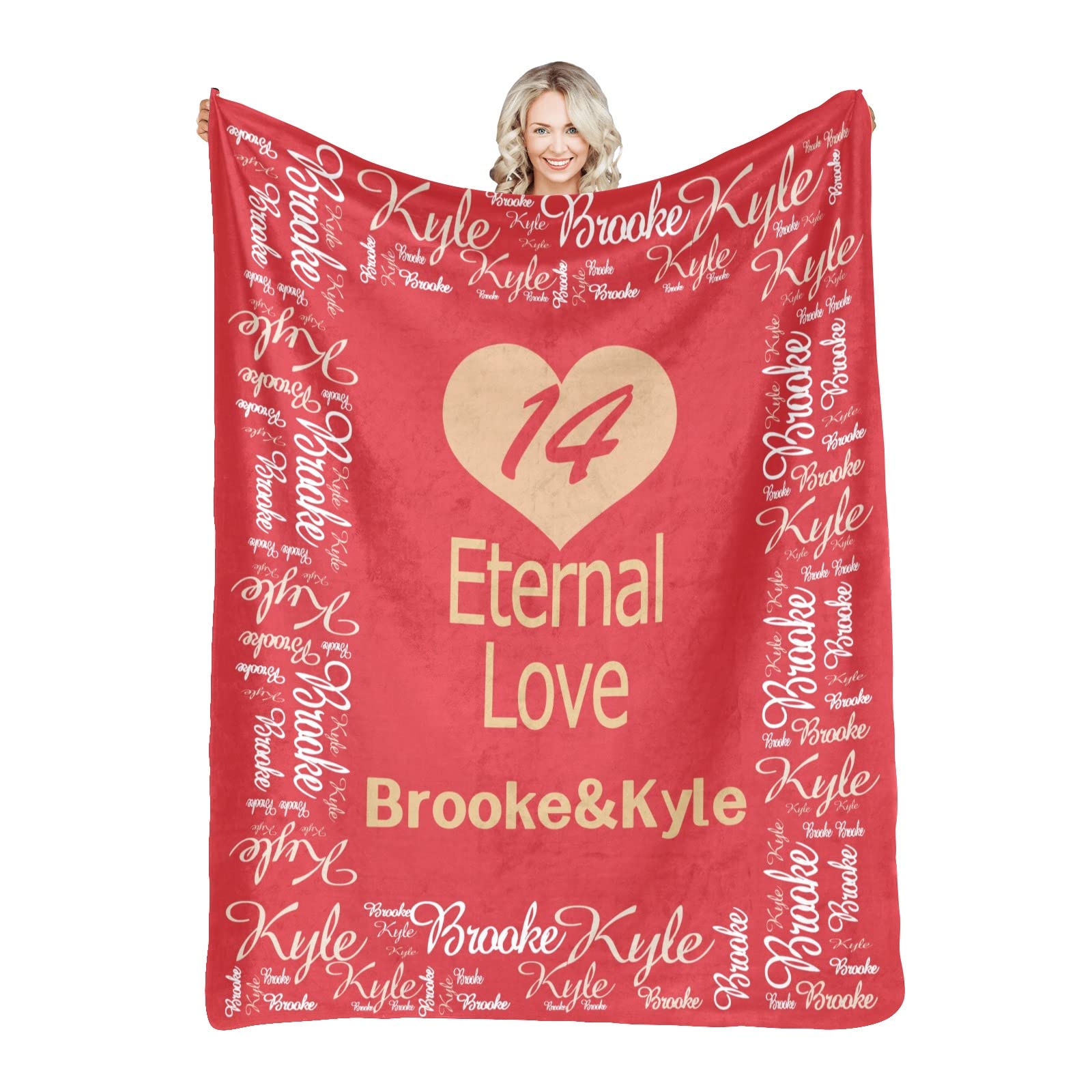 Personalized Anniversary Blanket for Couples - Custom Name Gift for Wife, Valentine's Wedding - Home Decor