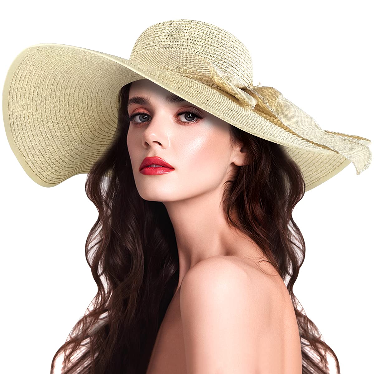 Women's Wide Brim Straw Sun Hat - UV Protection Summer Beach Hat for Ladies - Royal Blue - Perfect for Outdoor Activities, Vacations & Garden Parties