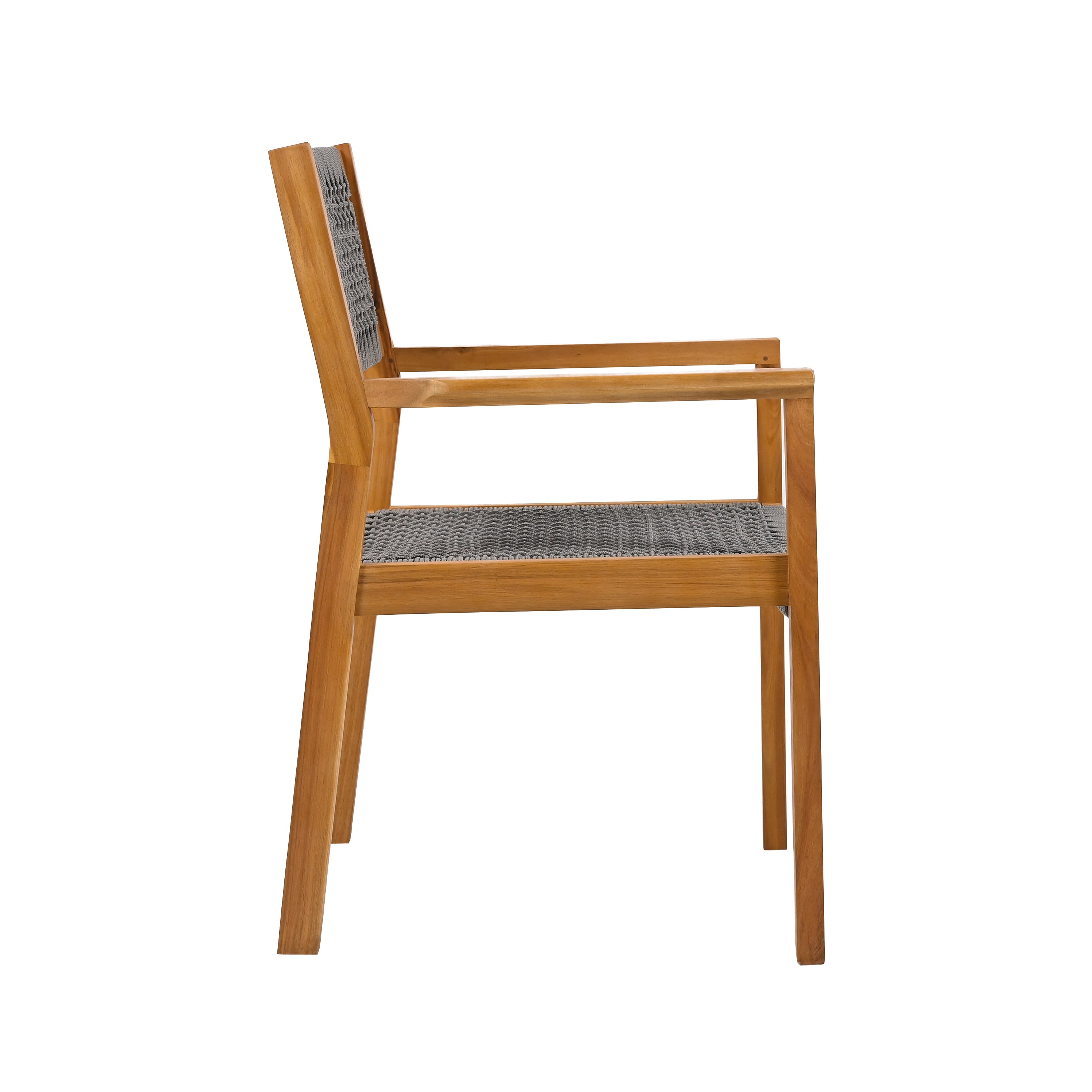 Braided Dining Chair - Dark Grey Woven Rattan Seat, Modern Boho Style for Kitchen, Dining Room, Patio & Outdoor Use