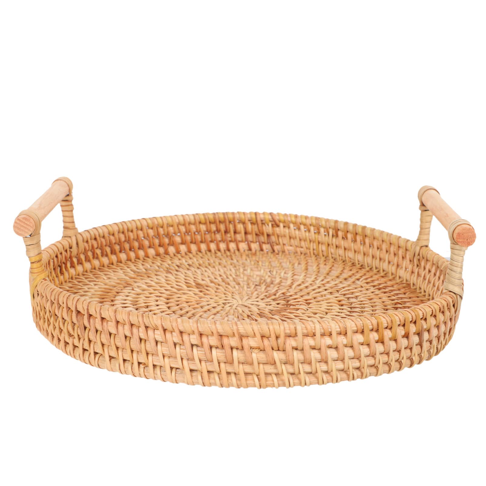Natural Rattan Fruit & Bread Basket - Woven Coffee Table Serving Tray with Dual Handles | Perfect for Snacks, Fruits, Bread Display | Ideal for Kitchen, Dining Table, Picnics & Home Decor