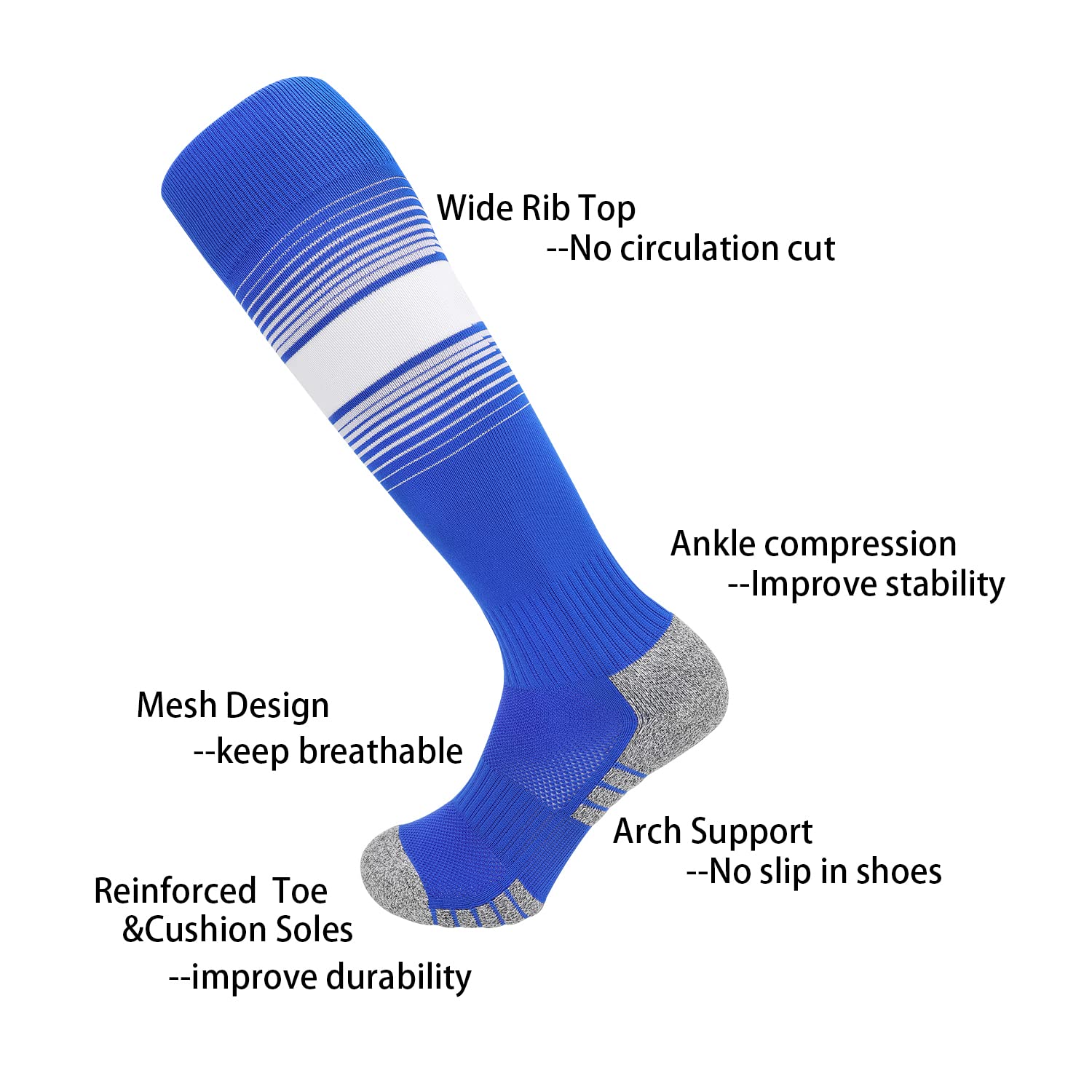 Best Youth & Adult Multi-Sport Socks for Soccer, Baseball, Softball - Over The Calf Athletic Socks for Men & Women - Perfect for Games, Training & Team Sports