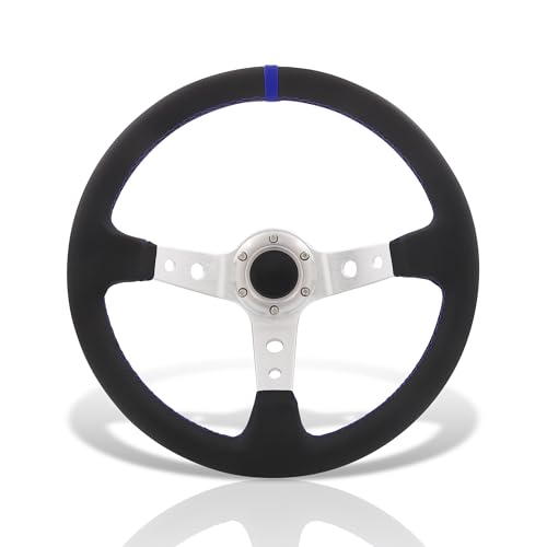 PVC Leather / Silver Center / Blue Stitching