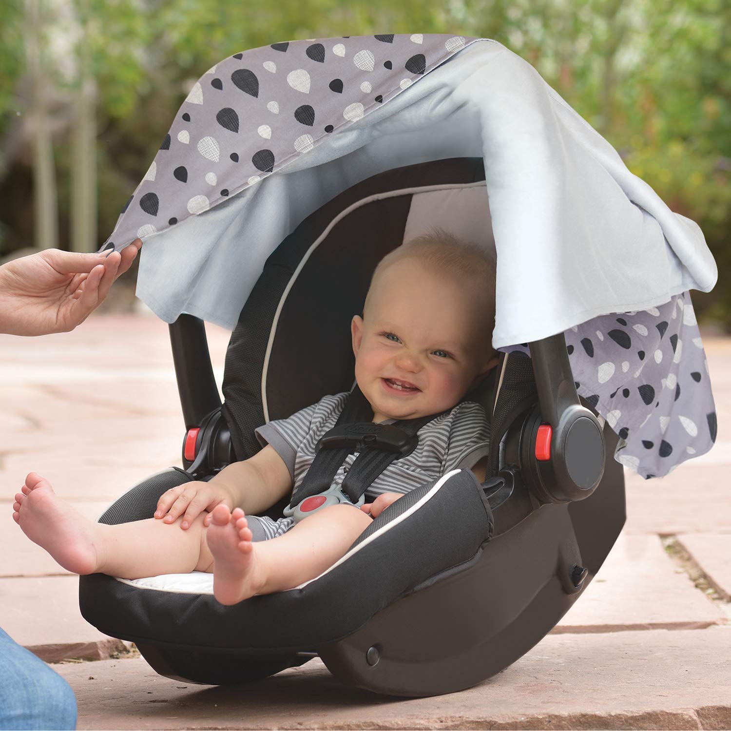 Travel Bug Full Coverage Car Seat Cover - Baby Canopy with UPF 50+ Sun Protection - Perfect for Strollers, Shopping Carts & Outdoor Adventures